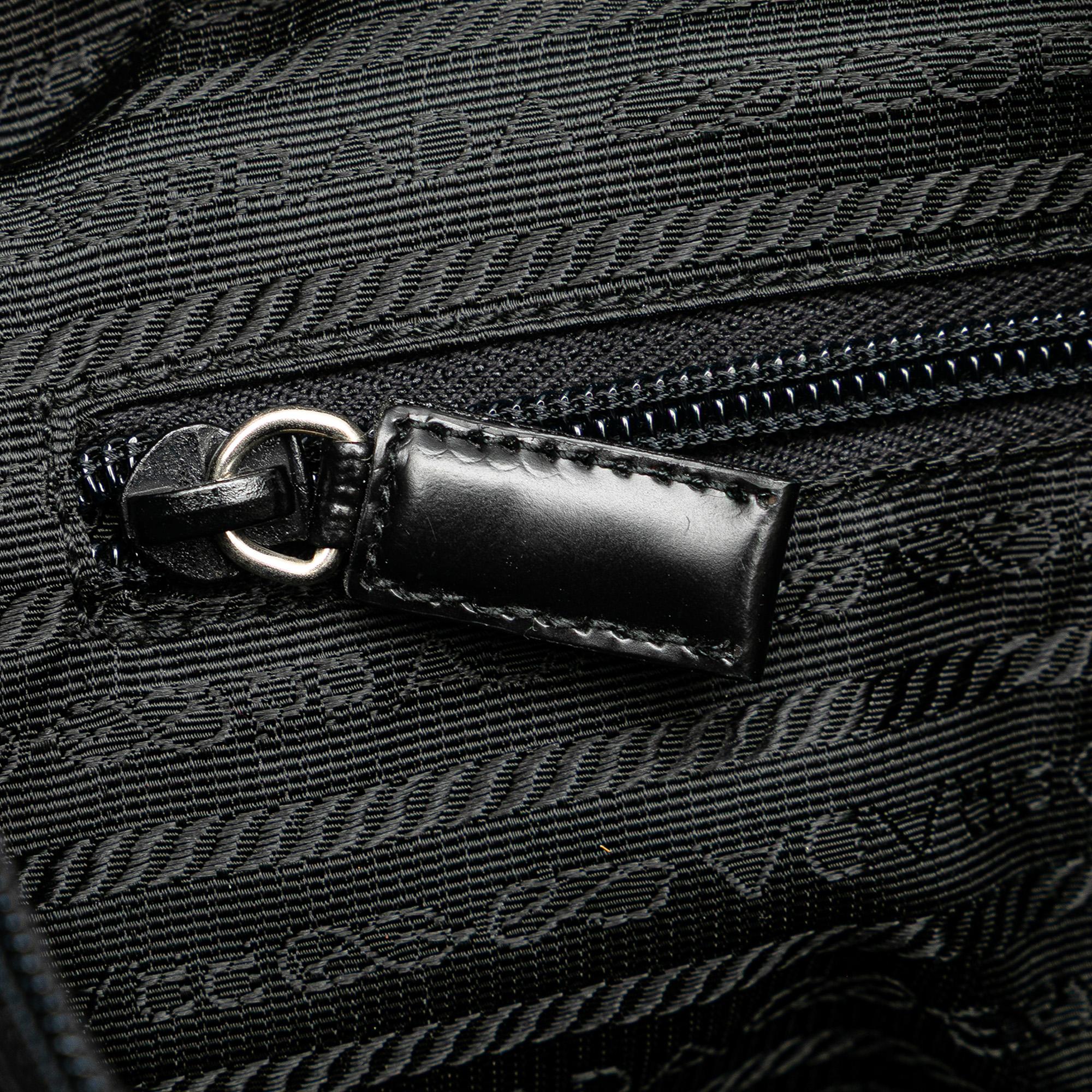 Prada Tessuto Zip Double Buckle Messenger Bag