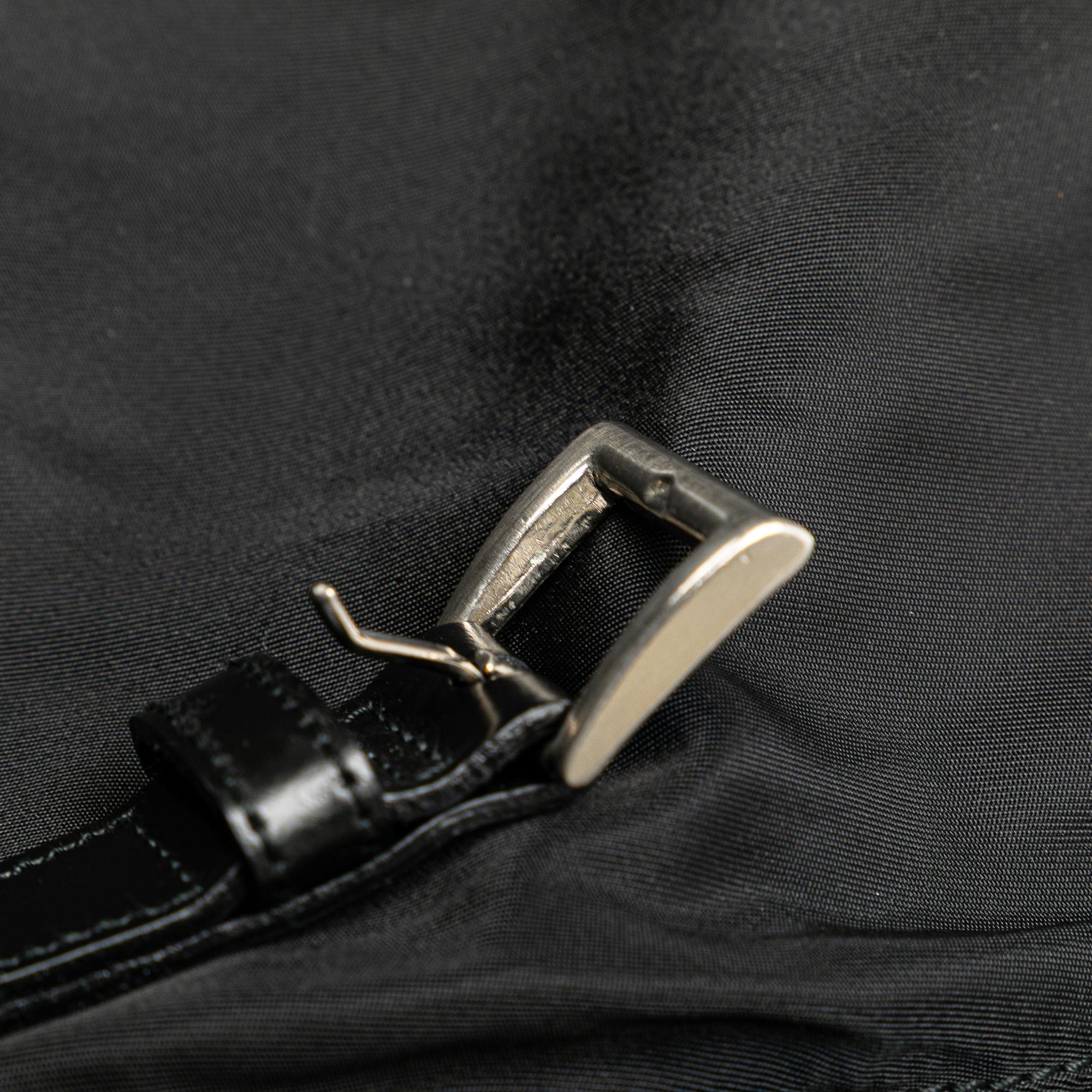 Prada Tessuto Zip Double Buckle Messenger Bag