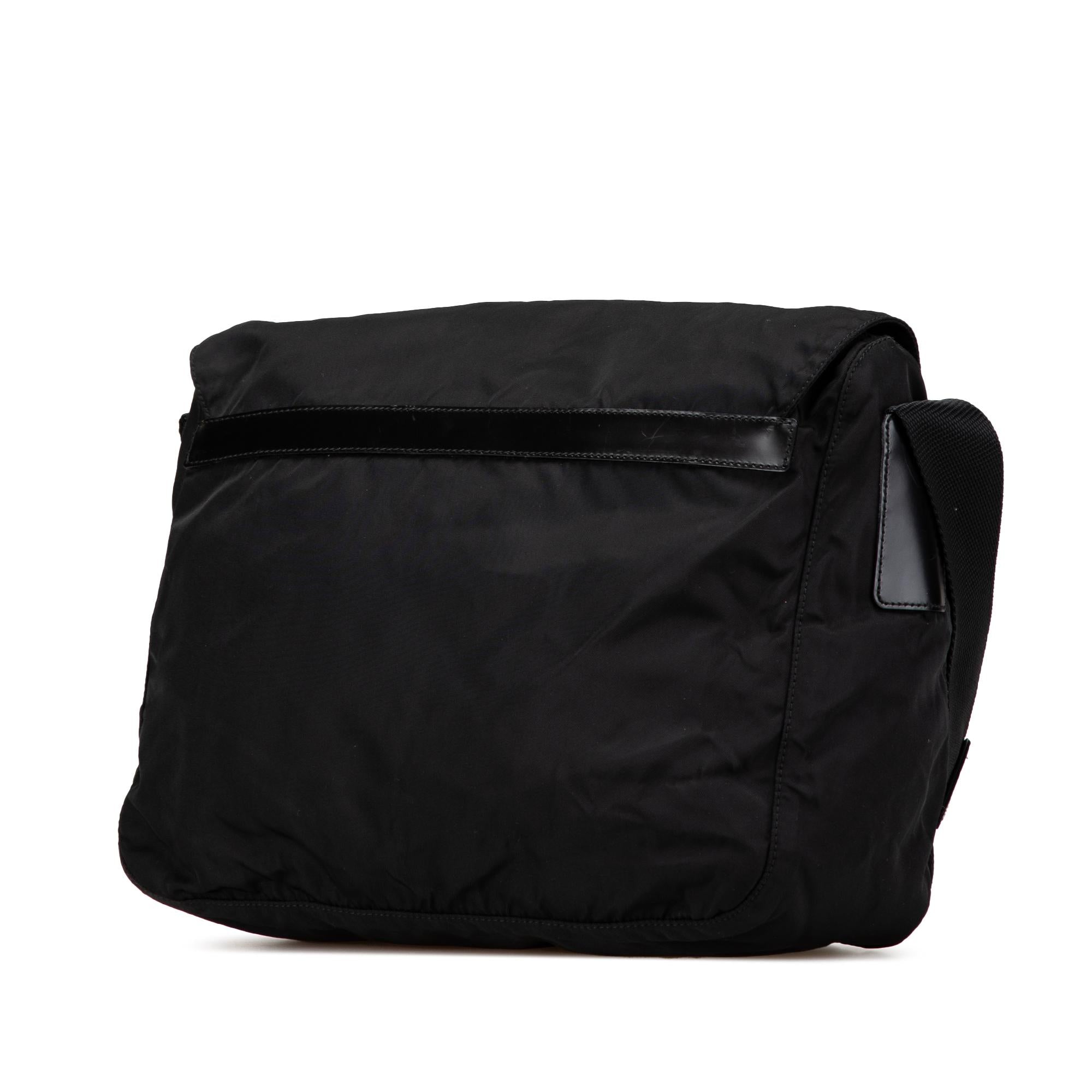 Prada Tessuto Zip Double Buckle Messenger Bag