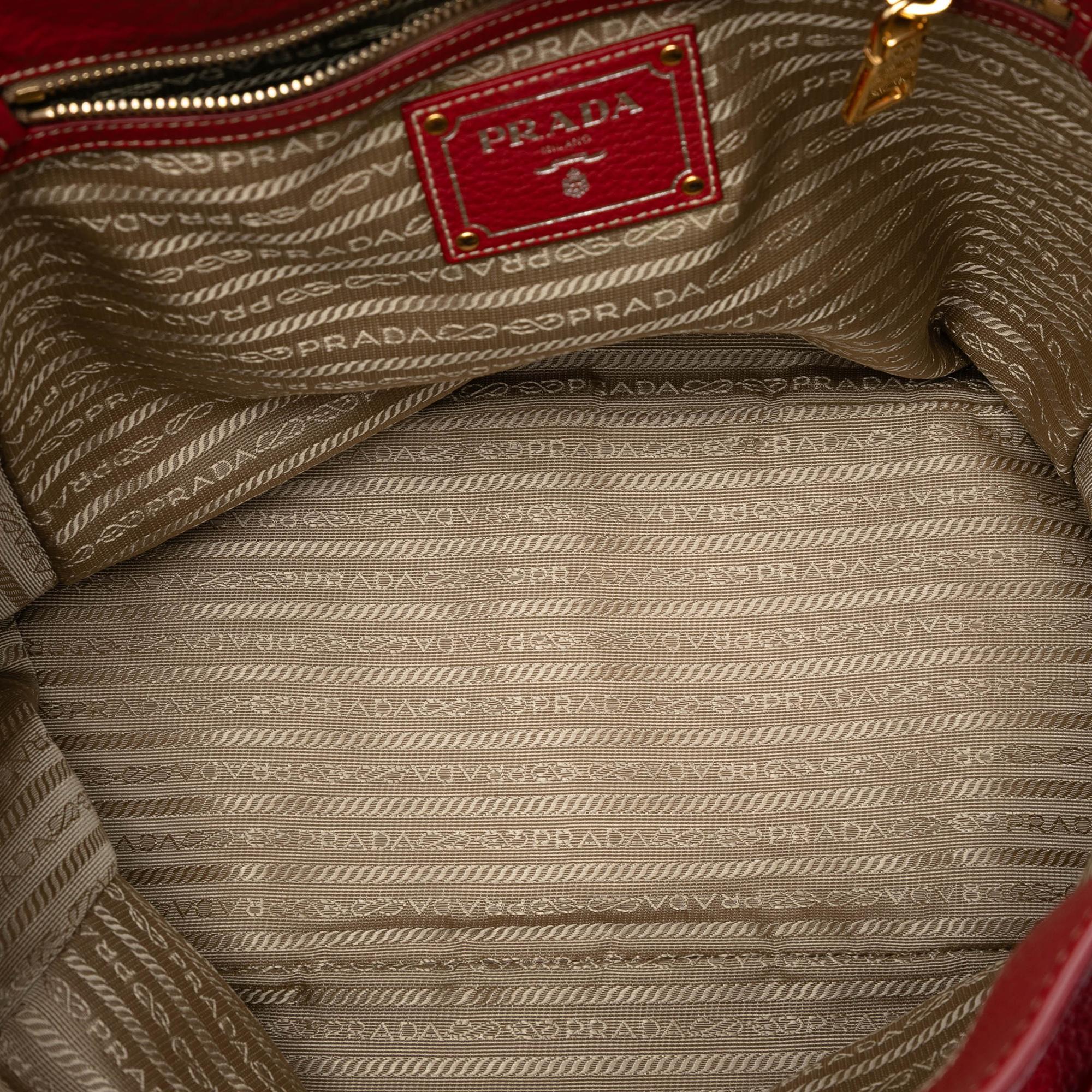 Prada VItello Daino Double Pocket Tote