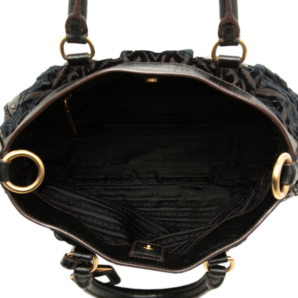 Prada Velluto Burnout and Canvas Canapa Logo Convertible Tote