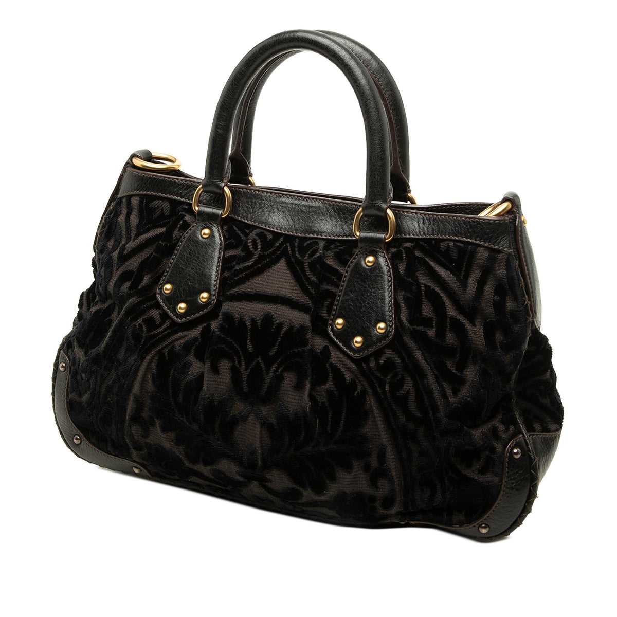 Prada Velluto Burnout and Canvas Canapa Logo Convertible Tote