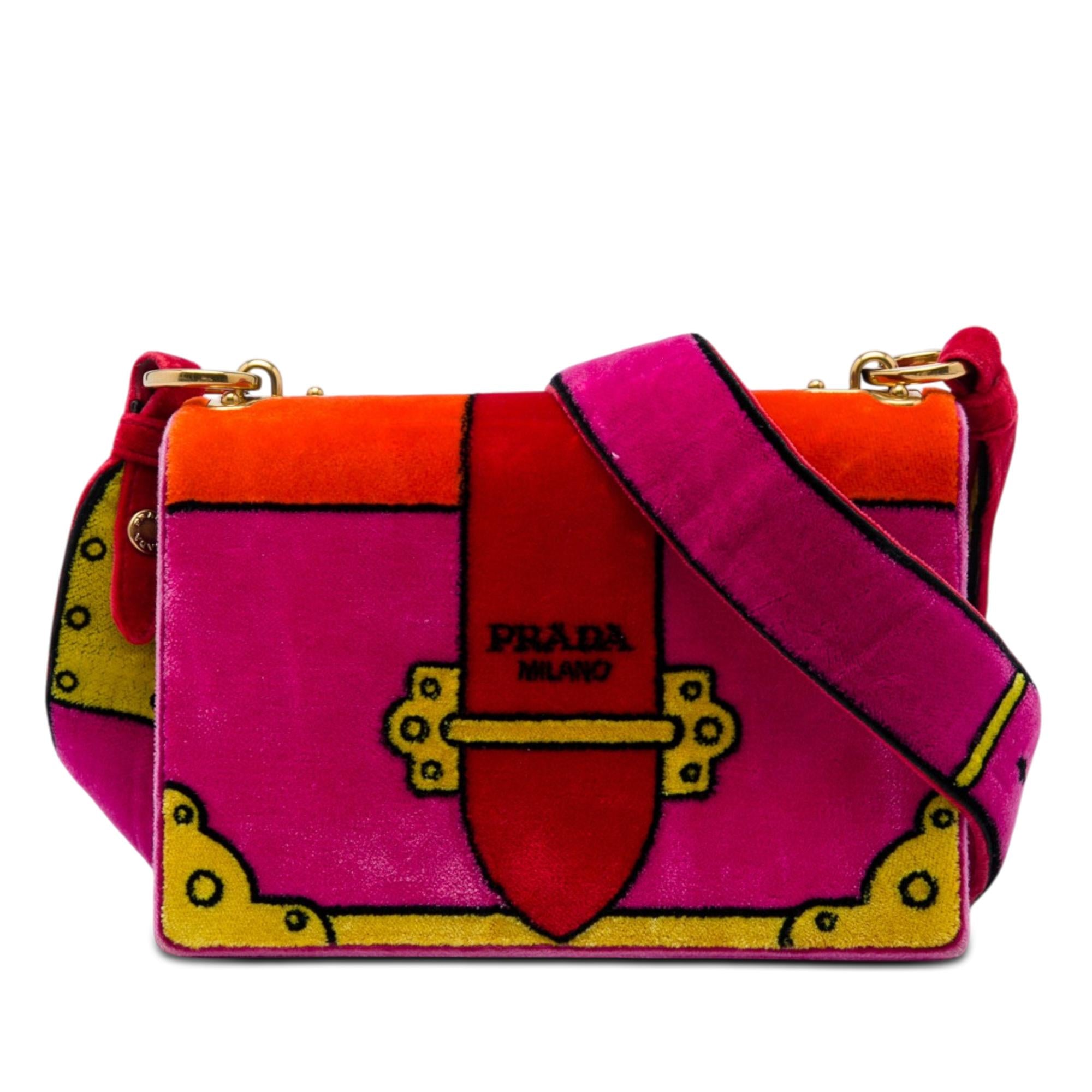 Prada Velluto Ricamo Trompe L'oeil Cahier Crossbody