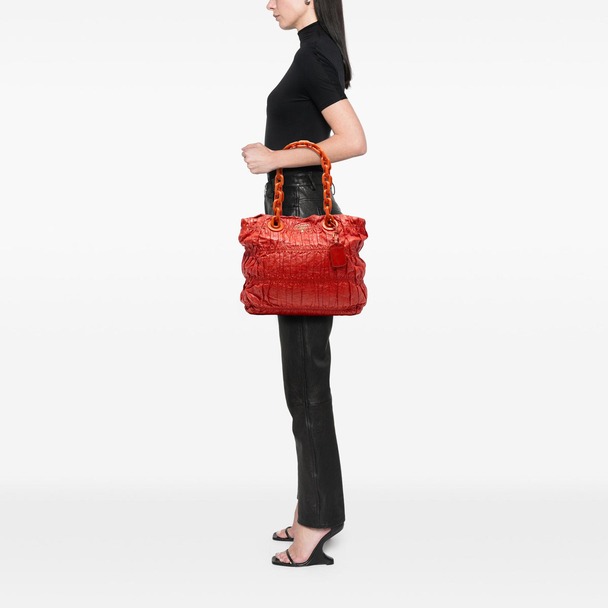 Prada Vernice Gaufre Chain Tote
