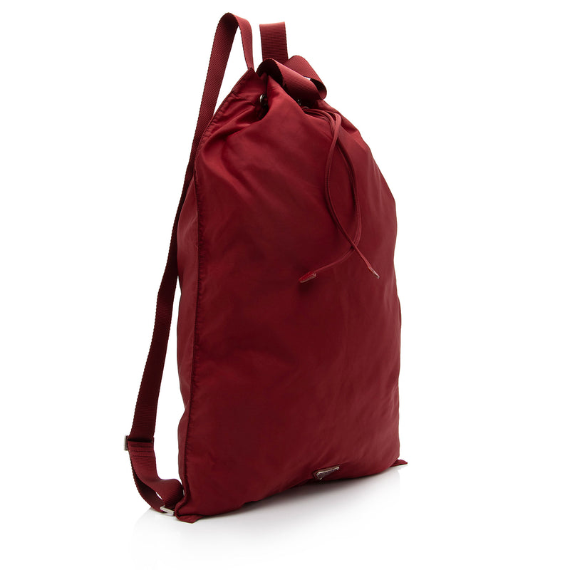 Prada Vintage Tessuto Drawstring Flat XL Backpack (SHF-cRZgws)