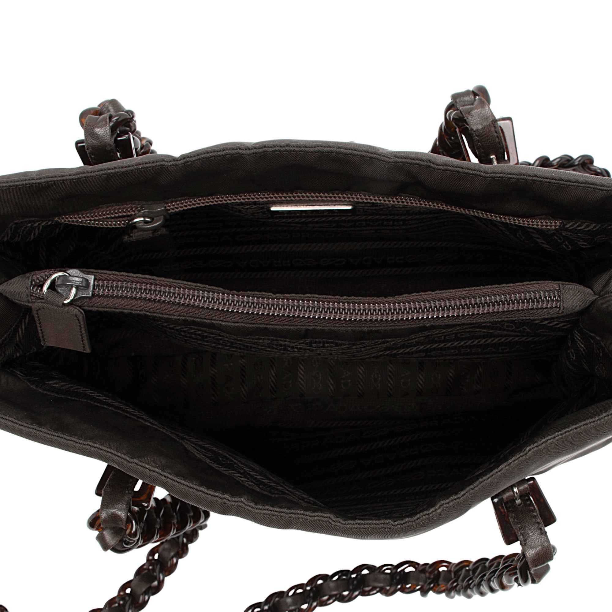 Prada Vintage Tessuto Plastic Chain Small Tote (SHF-f5lib6)