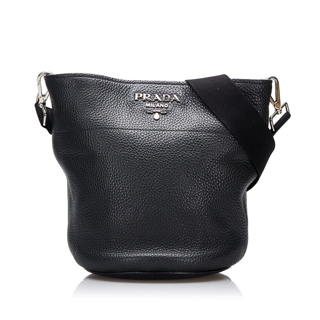 Prada Vitello Daino Black Leather Cross Body Bag