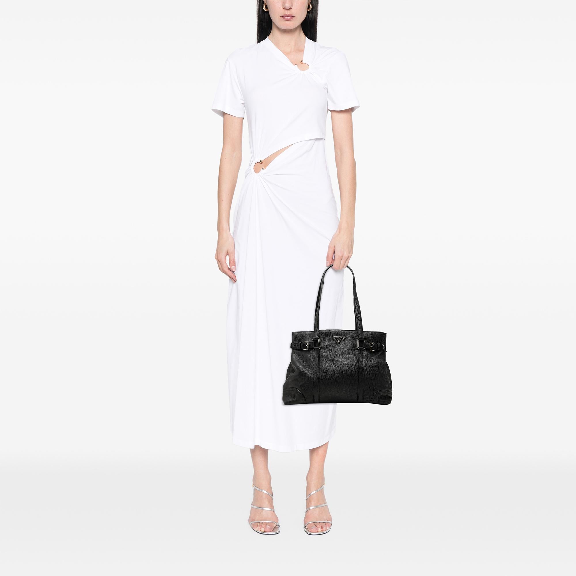 Prada Vitello Daino Buckle Tote