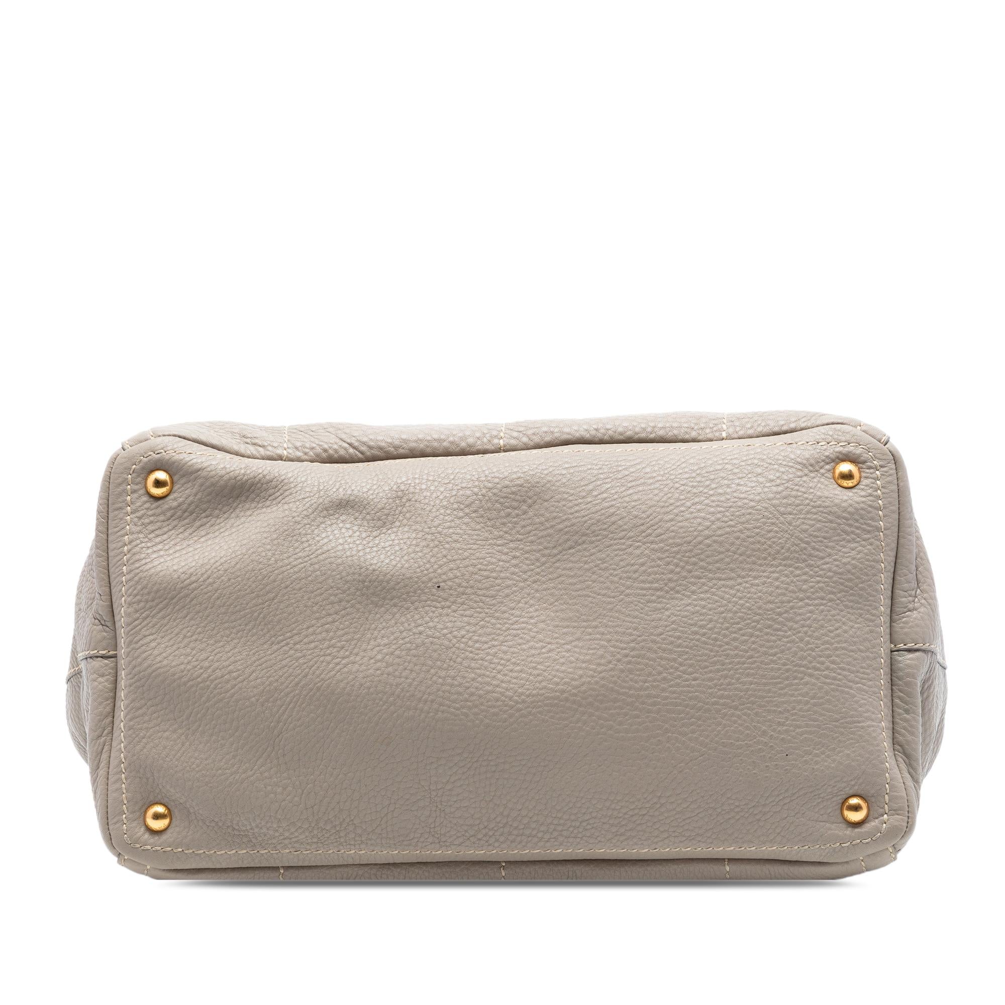 Prada Vitello Daino Canapa Logo Frame Satchel