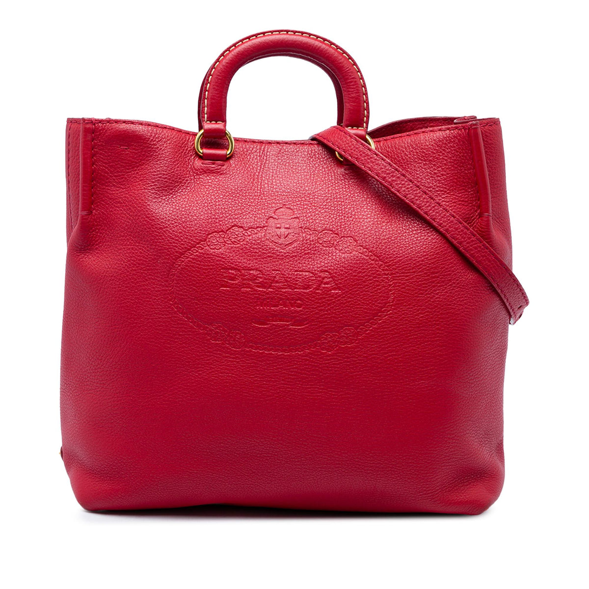 Prada Vitello Daino Canapa Logo Open Convertible Tote
