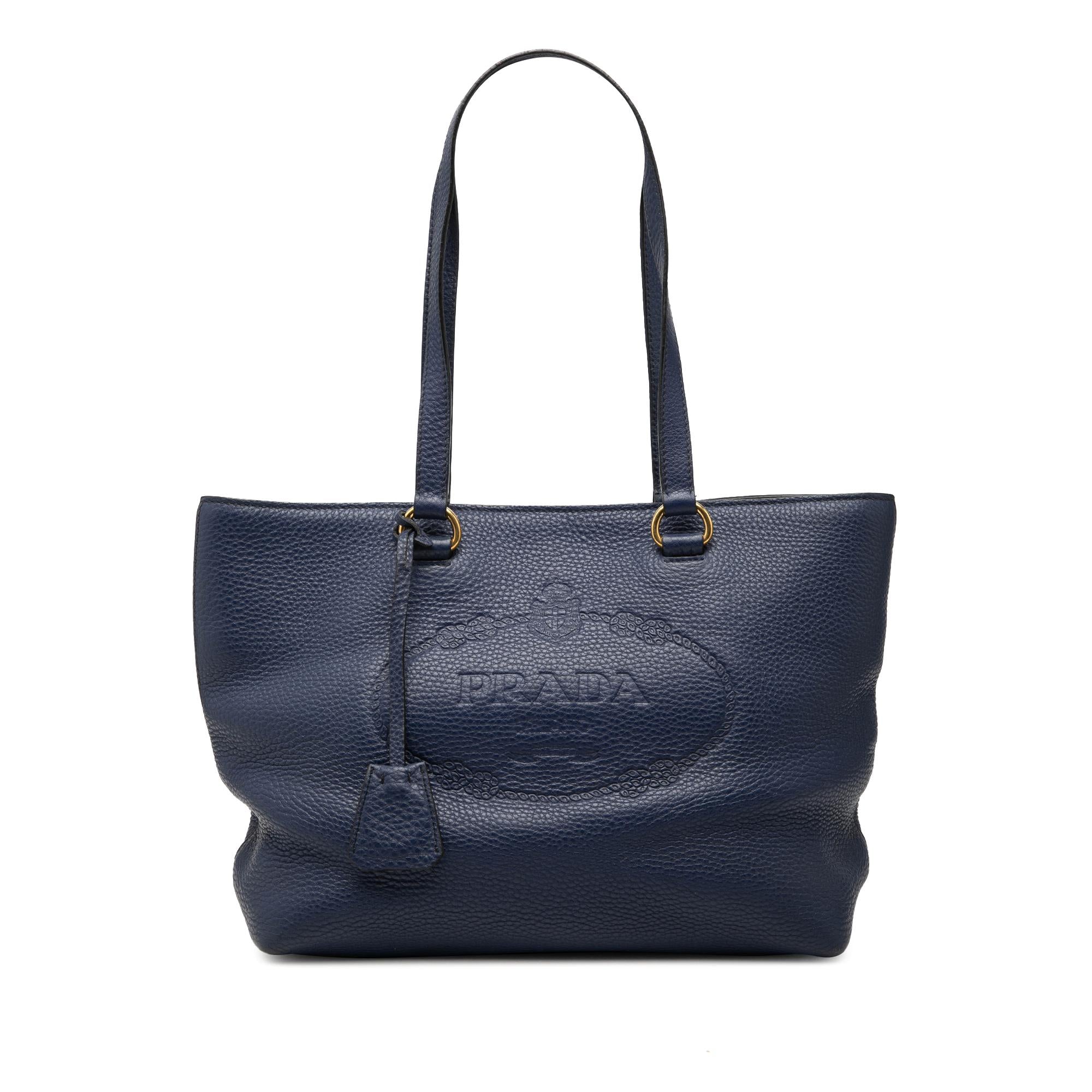 Prada Vitello Daino Canapa Logo Tote