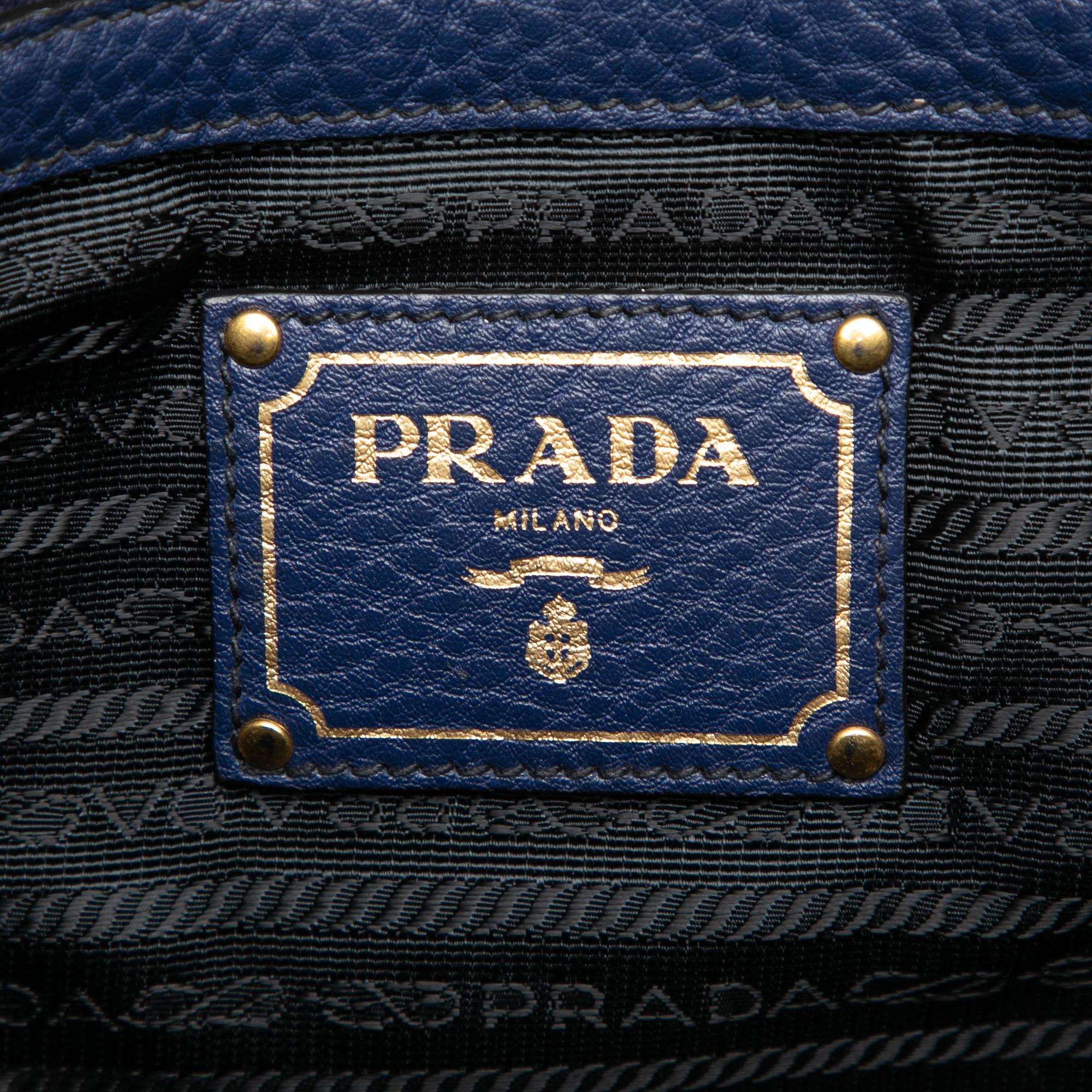 Prada Vitello Daino Canapa Logo Tote
