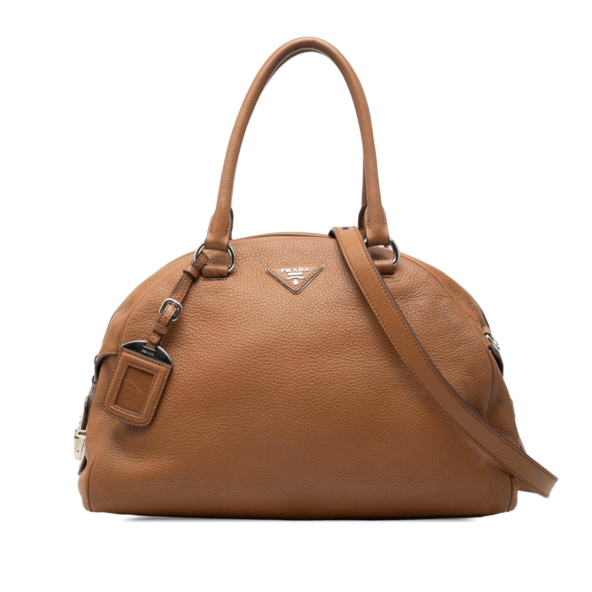 Prada Vitello Daino Dome Convertible Bowling Bag