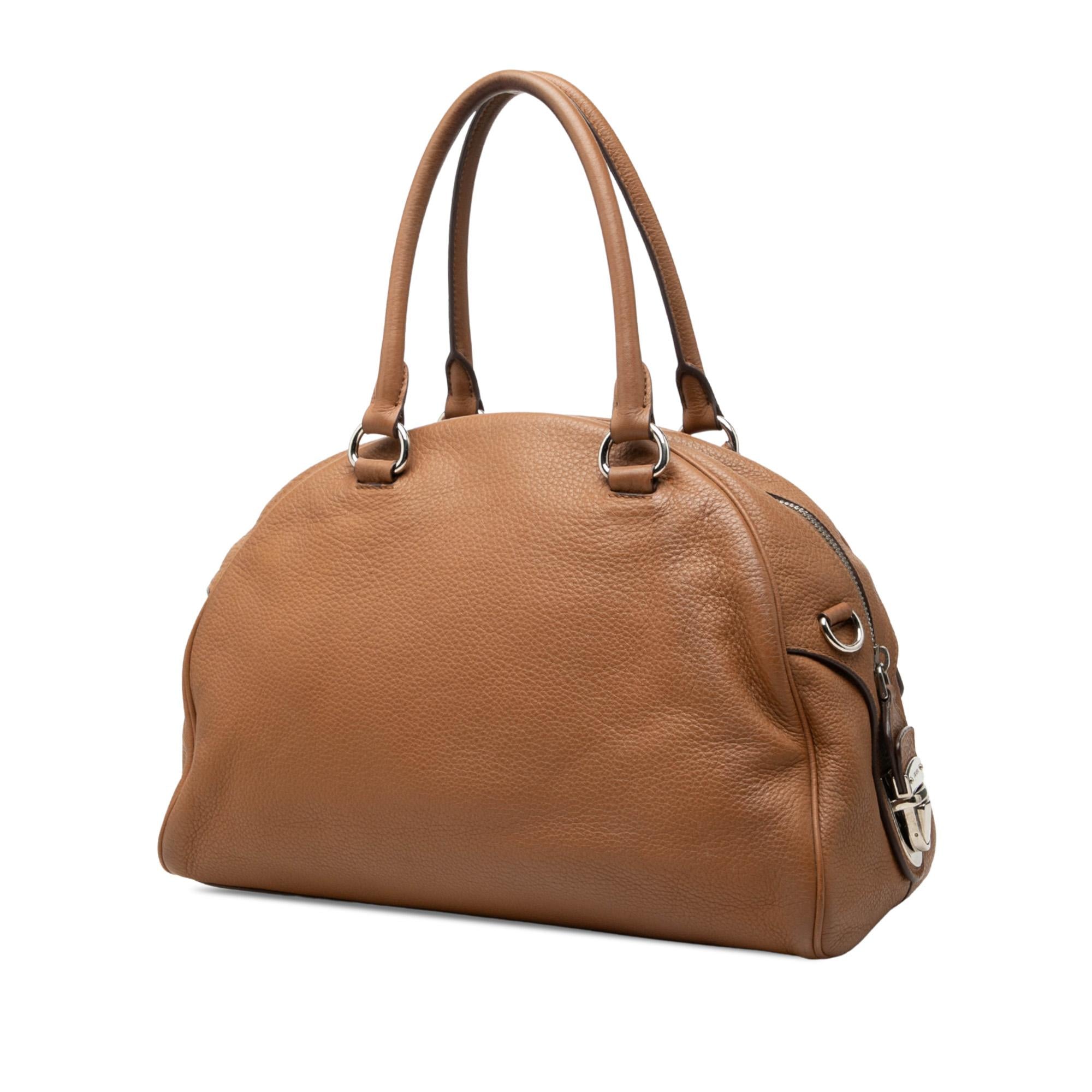 Prada Vitello Daino Dome Convertible Bowling Bag