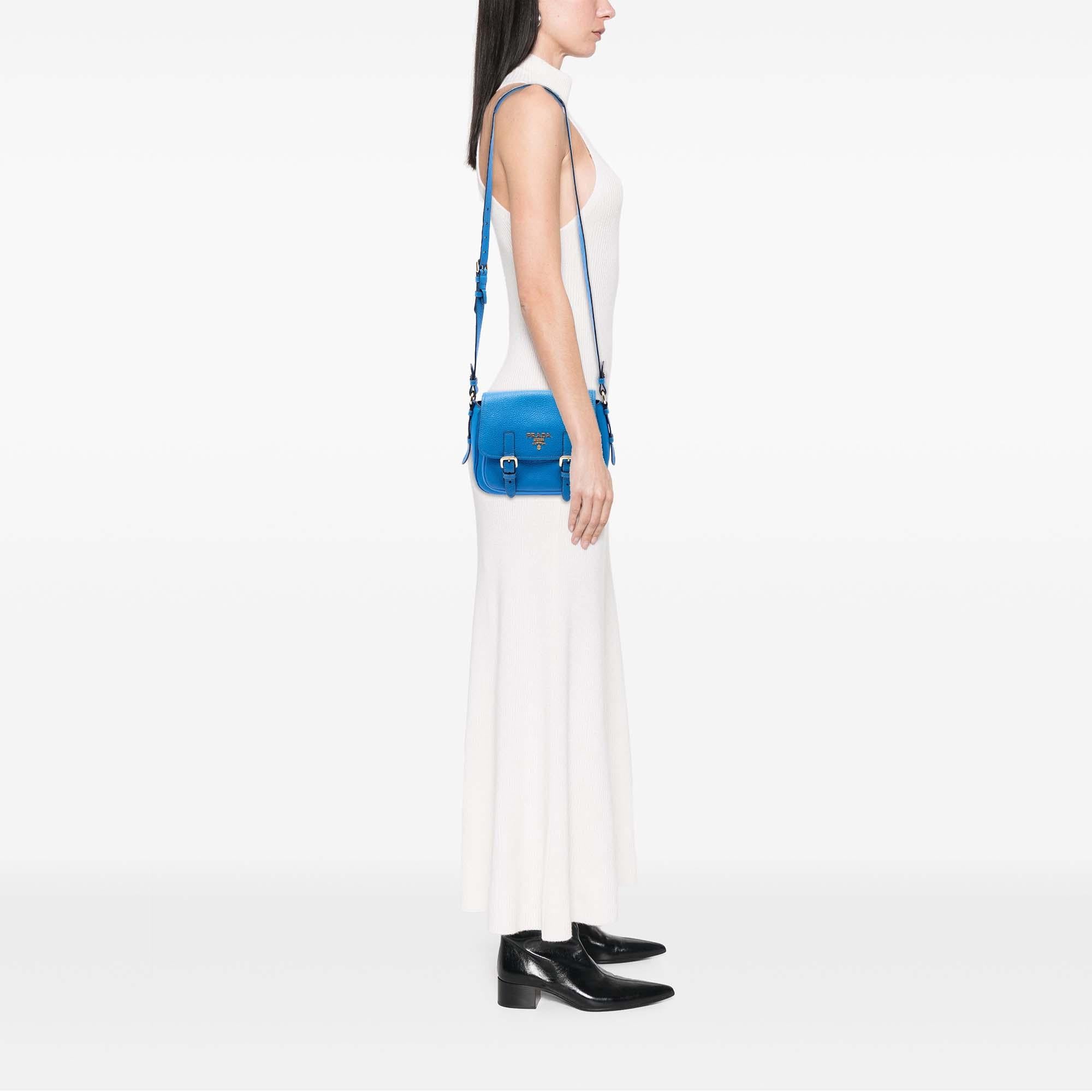 Prada Vitello Daino Double Buckle Messenger Bag