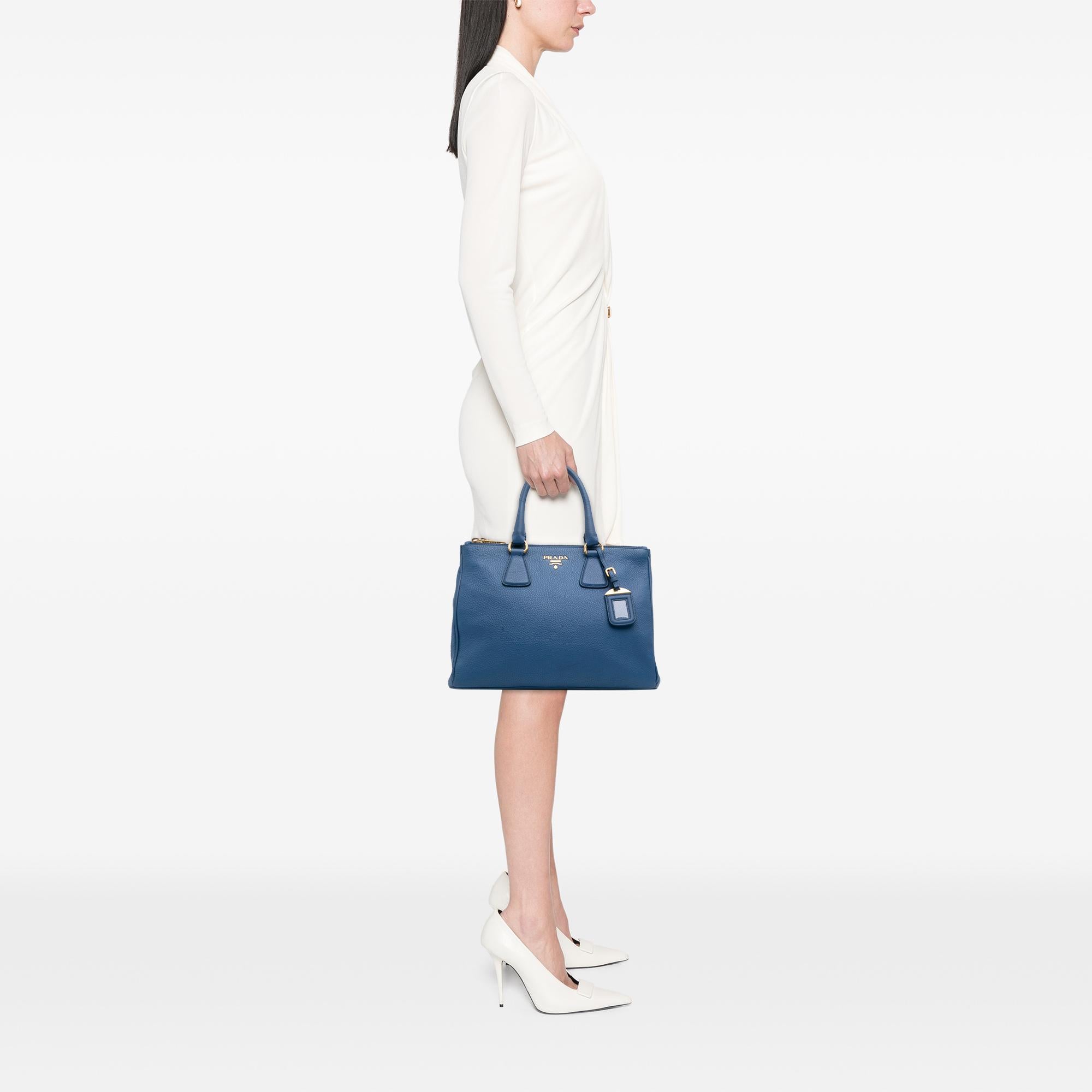 Prada Vitello Daino Double Zip Convertible Tote