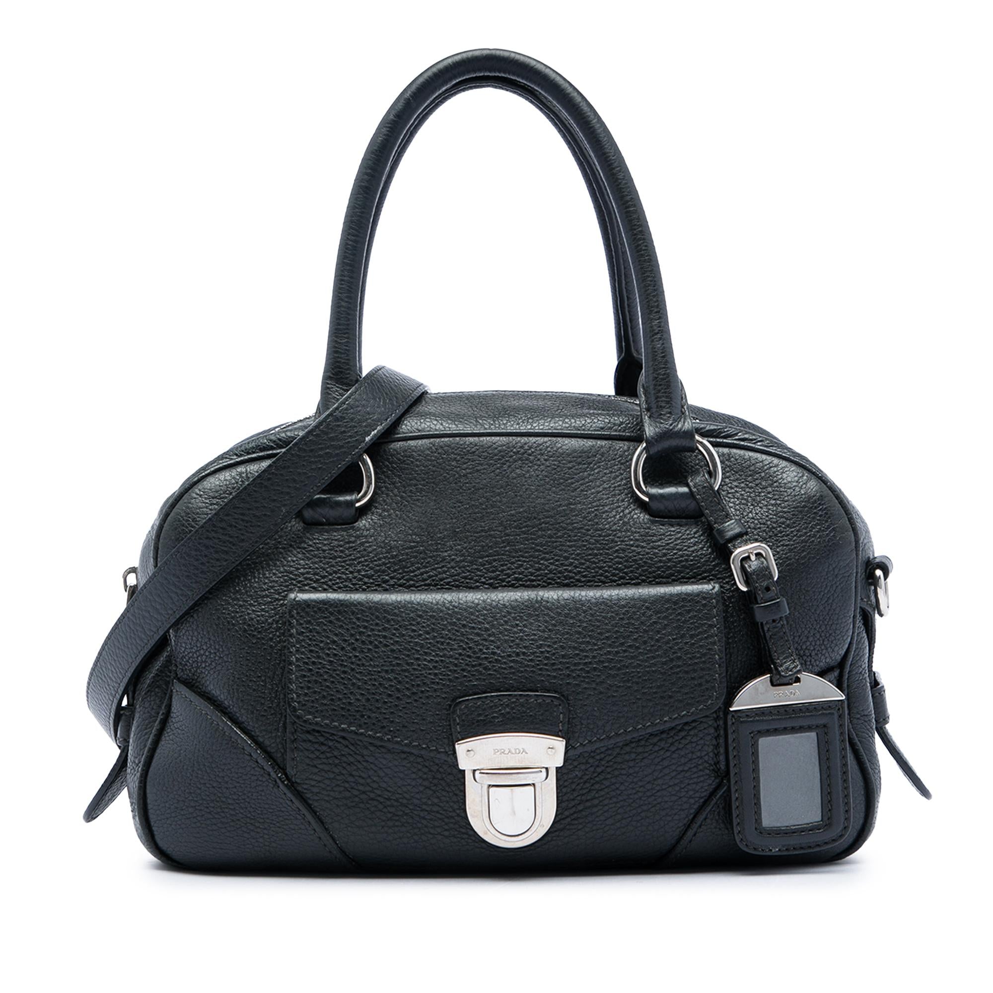 Prada Vitello Daino Front Pocket Boston Bag