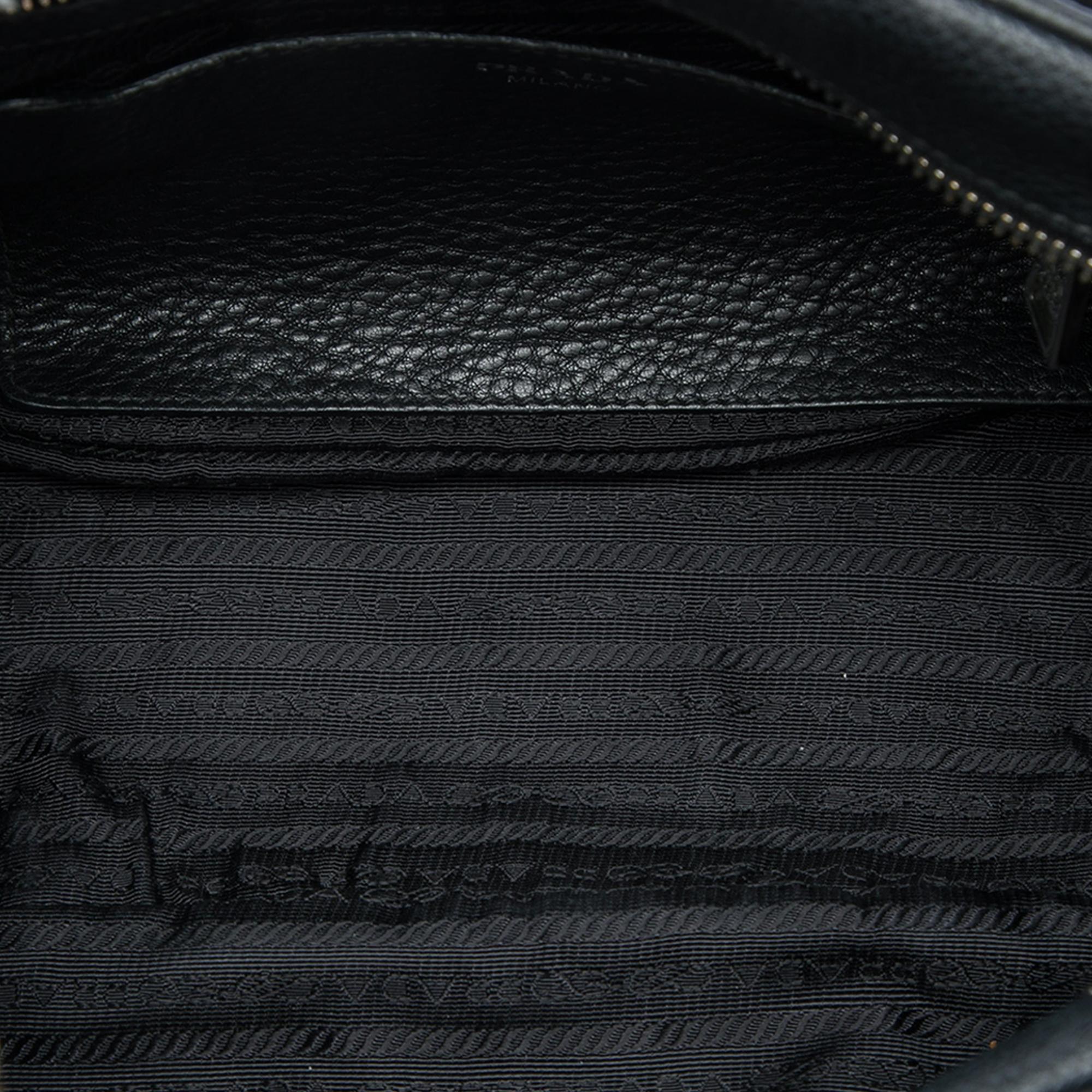 Prada Vitello Daino Front Pocket Boston Bag