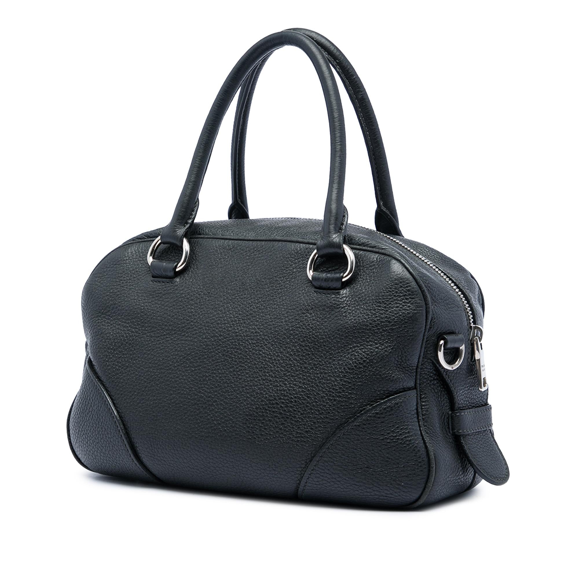 Prada Vitello Daino Front Pocket Boston Bag
