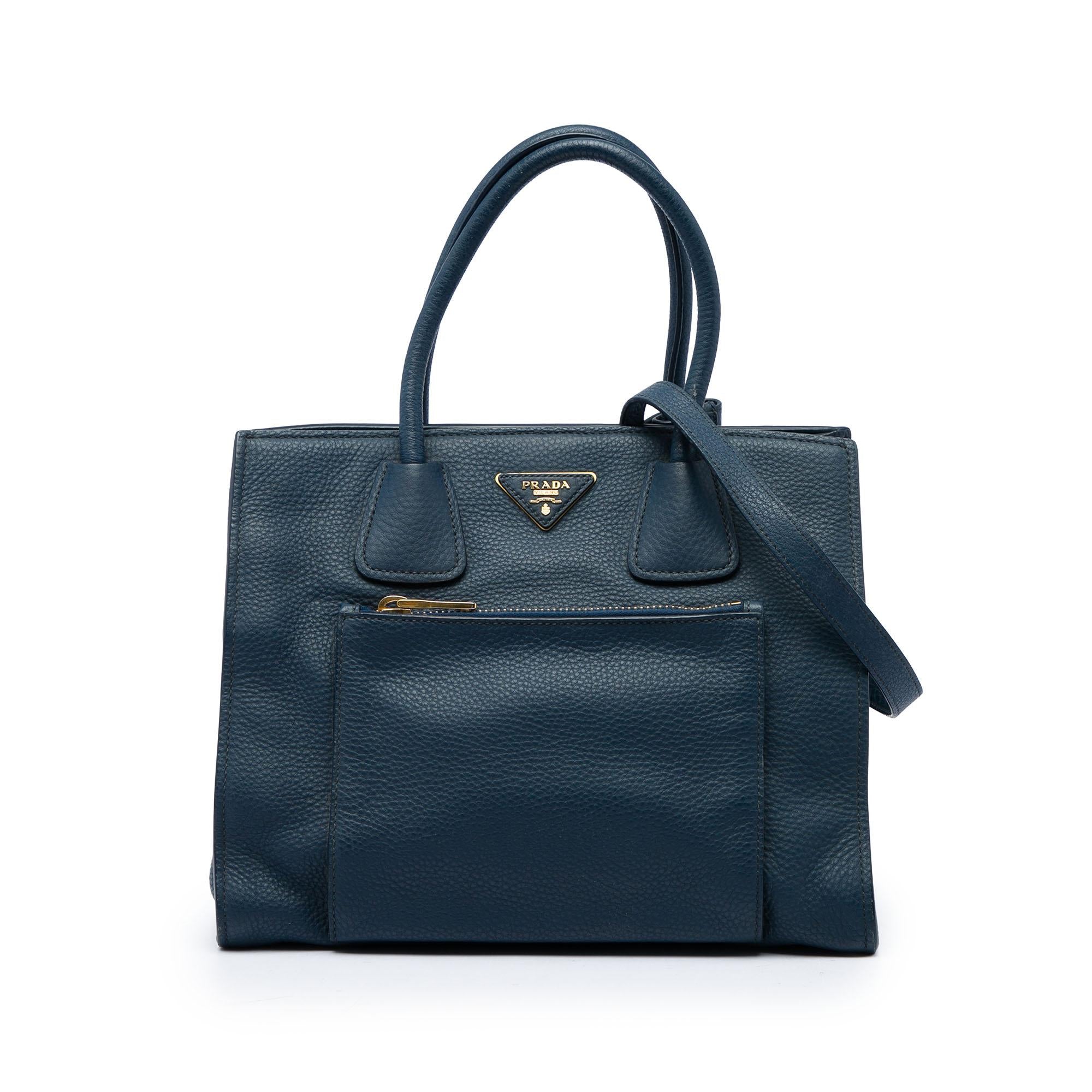 Prada Vitello Daino Front Pocket Open Convertible Tote