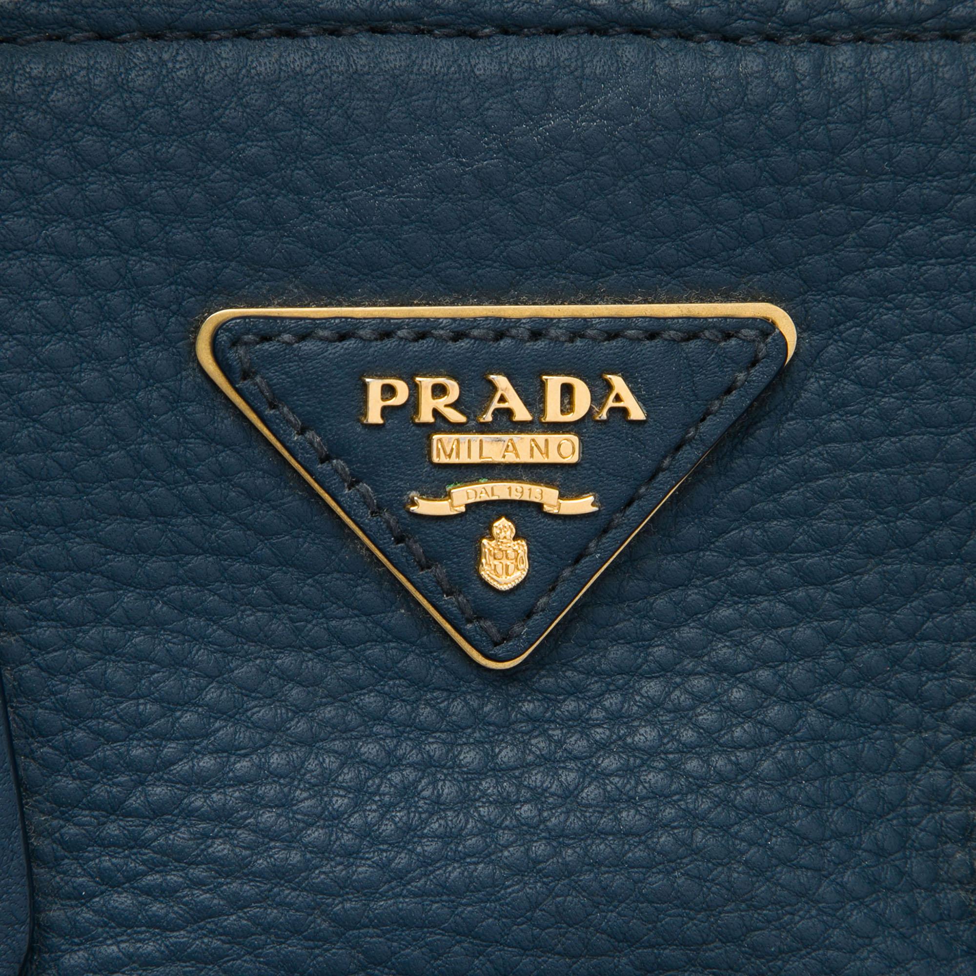 Prada Vitello Daino Front Pocket Open Convertible Tote