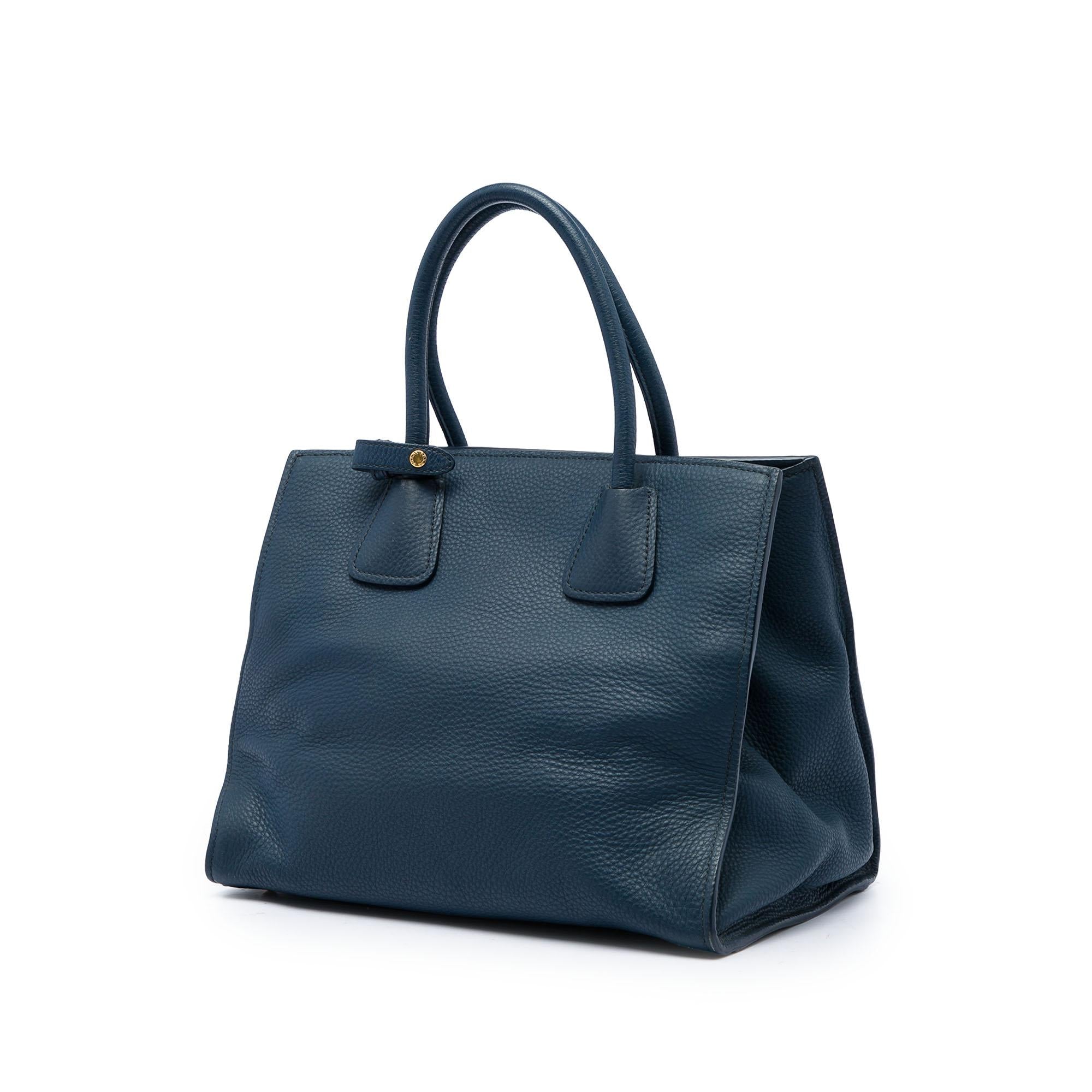 Prada Vitello Daino Front Pocket Open Convertible Tote