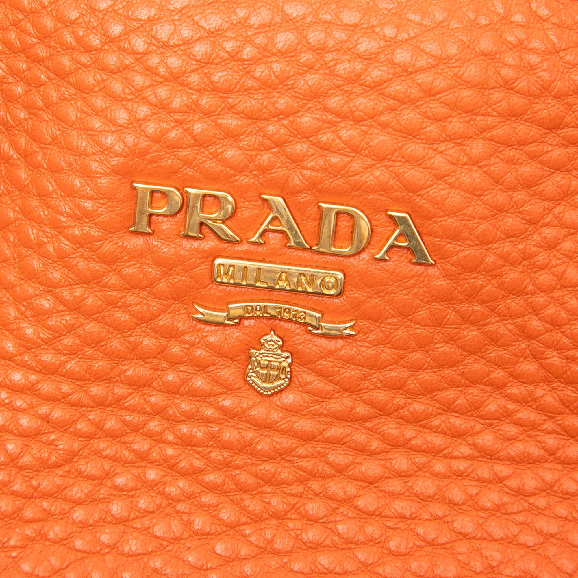 Prada Vitello Daino Front Pocket Open Convertible Tote