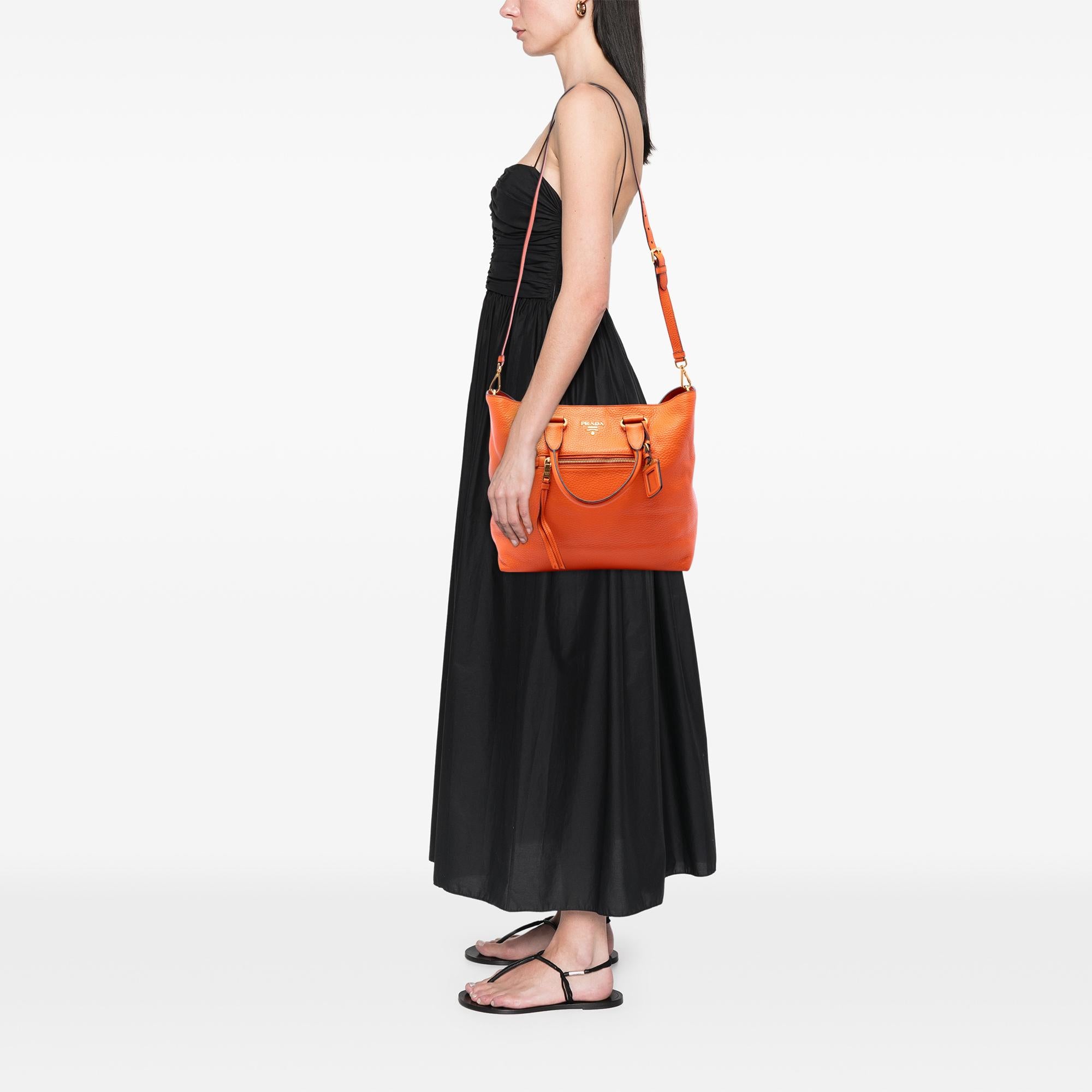 Prada Vitello Daino Front Pocket Open Convertible Tote