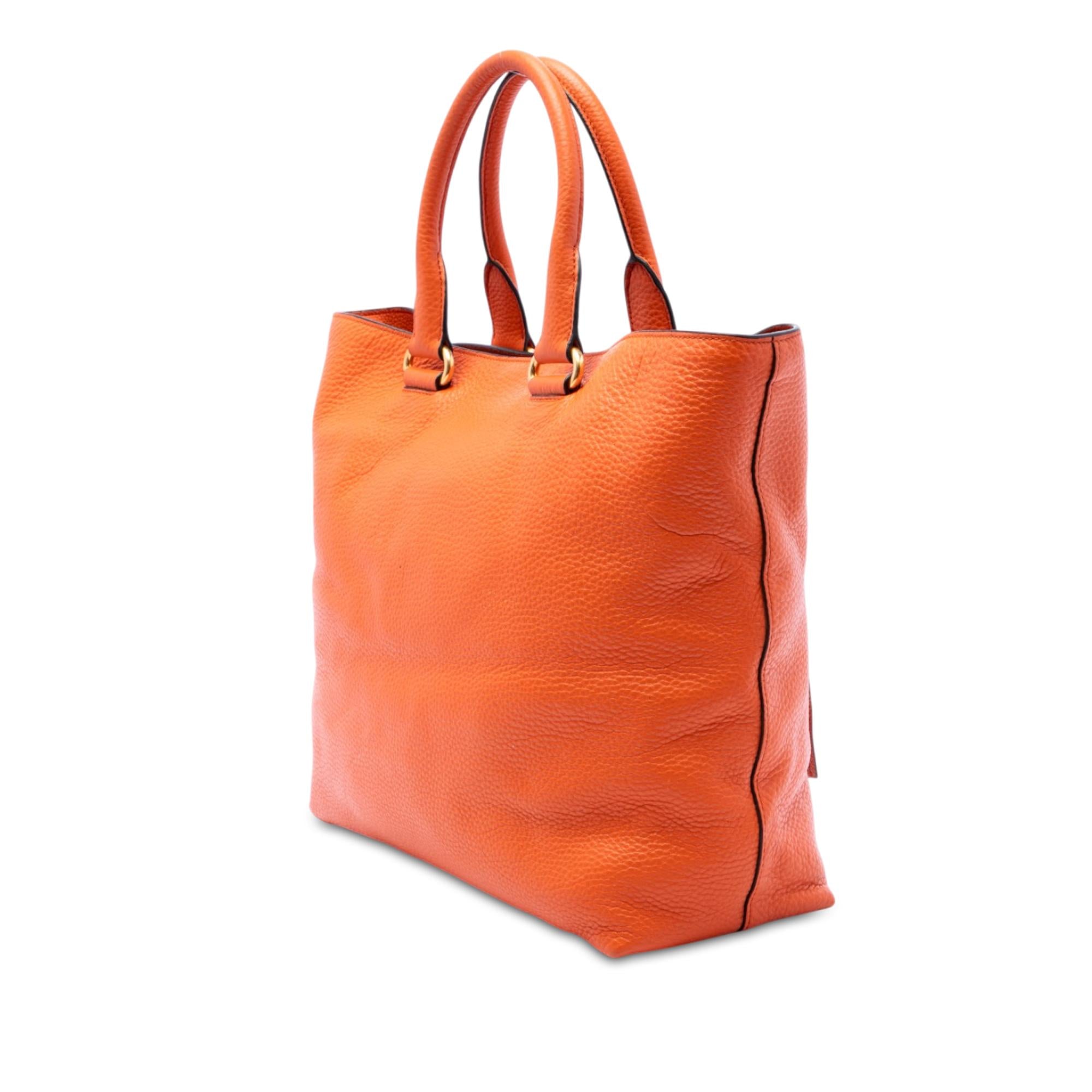 Prada Vitello Daino Front Pocket Open Convertible Tote