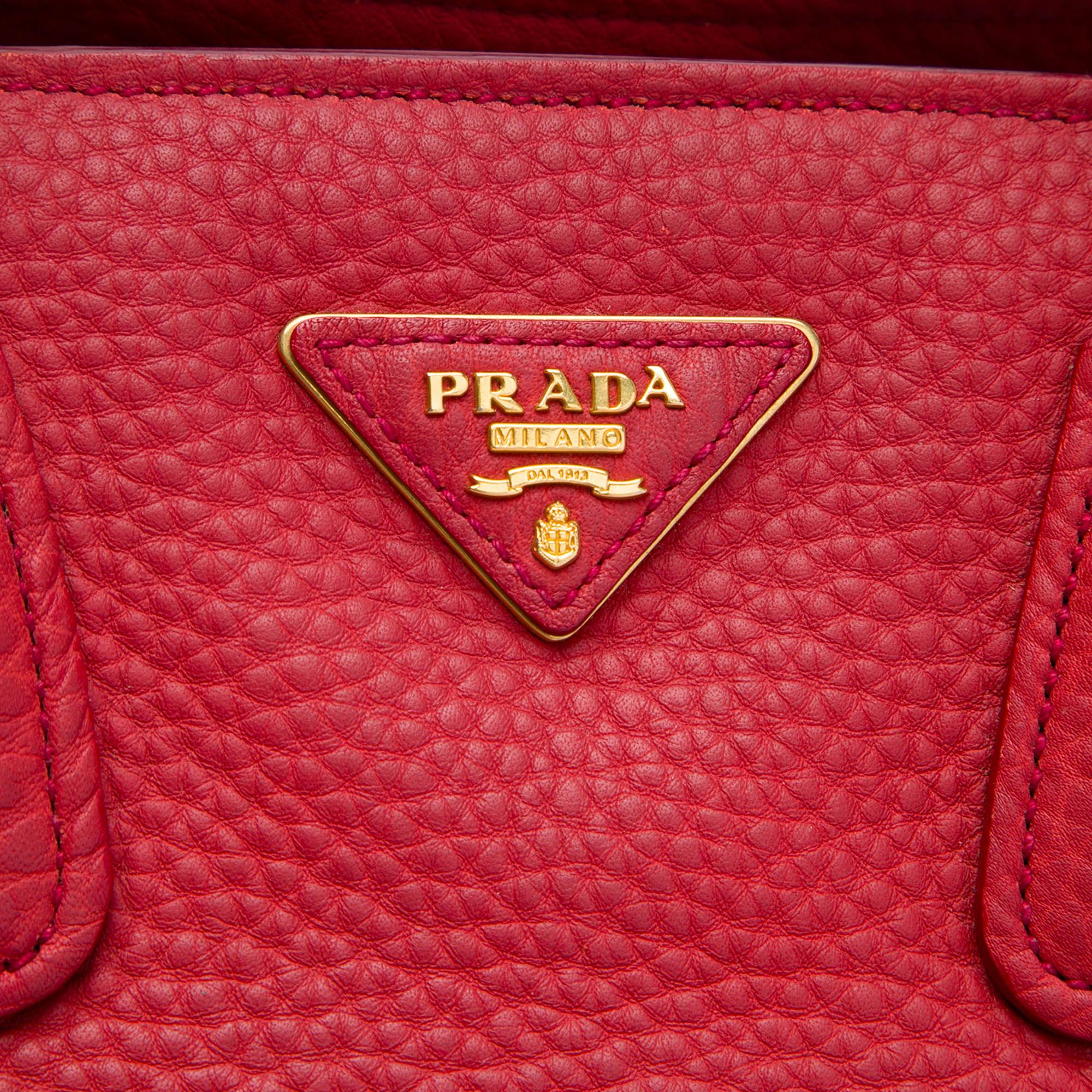 Prada Vitello Daino Front Pocket Open Convertible Tote