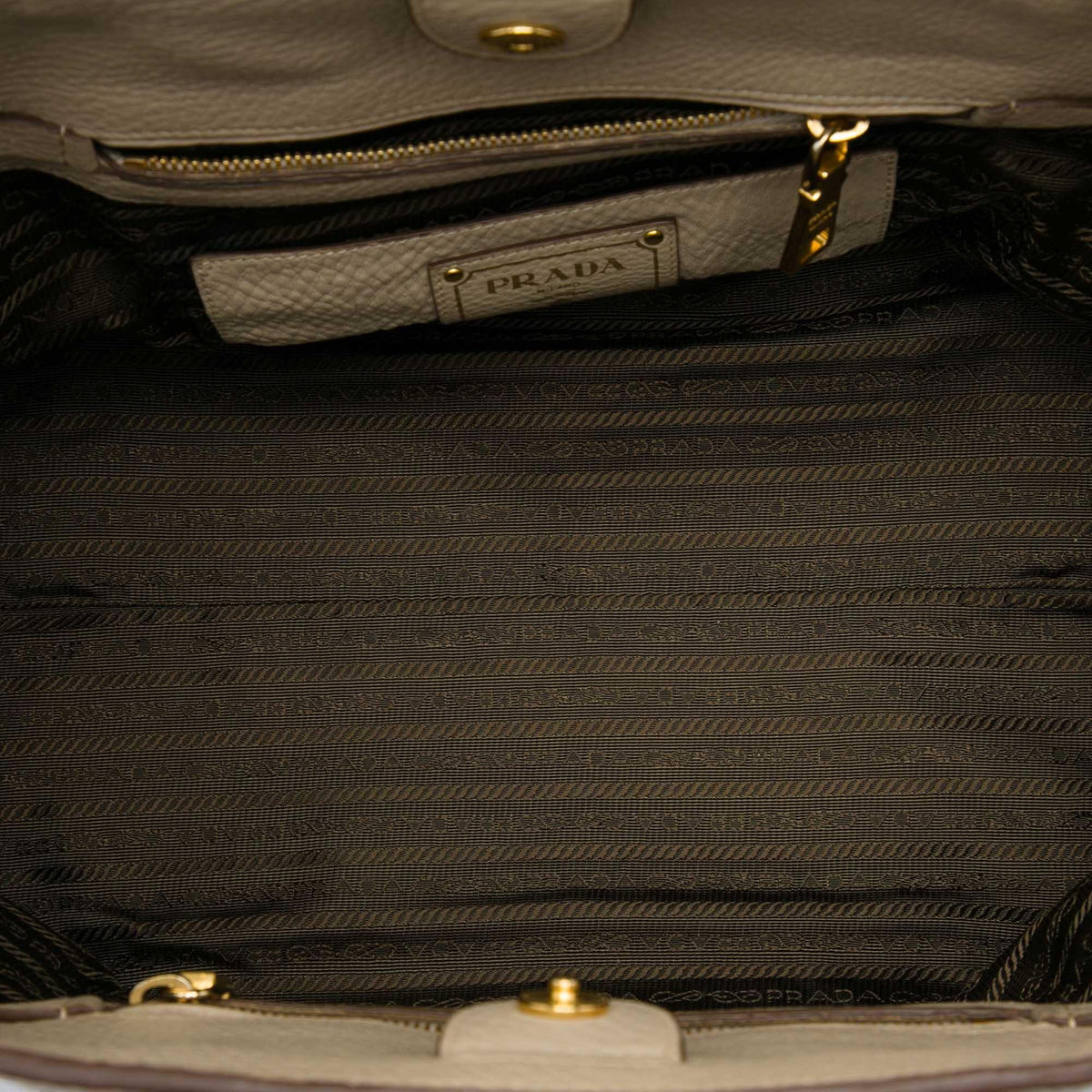 Prada Vitello Daino Front Pocket Open Convertible Tote