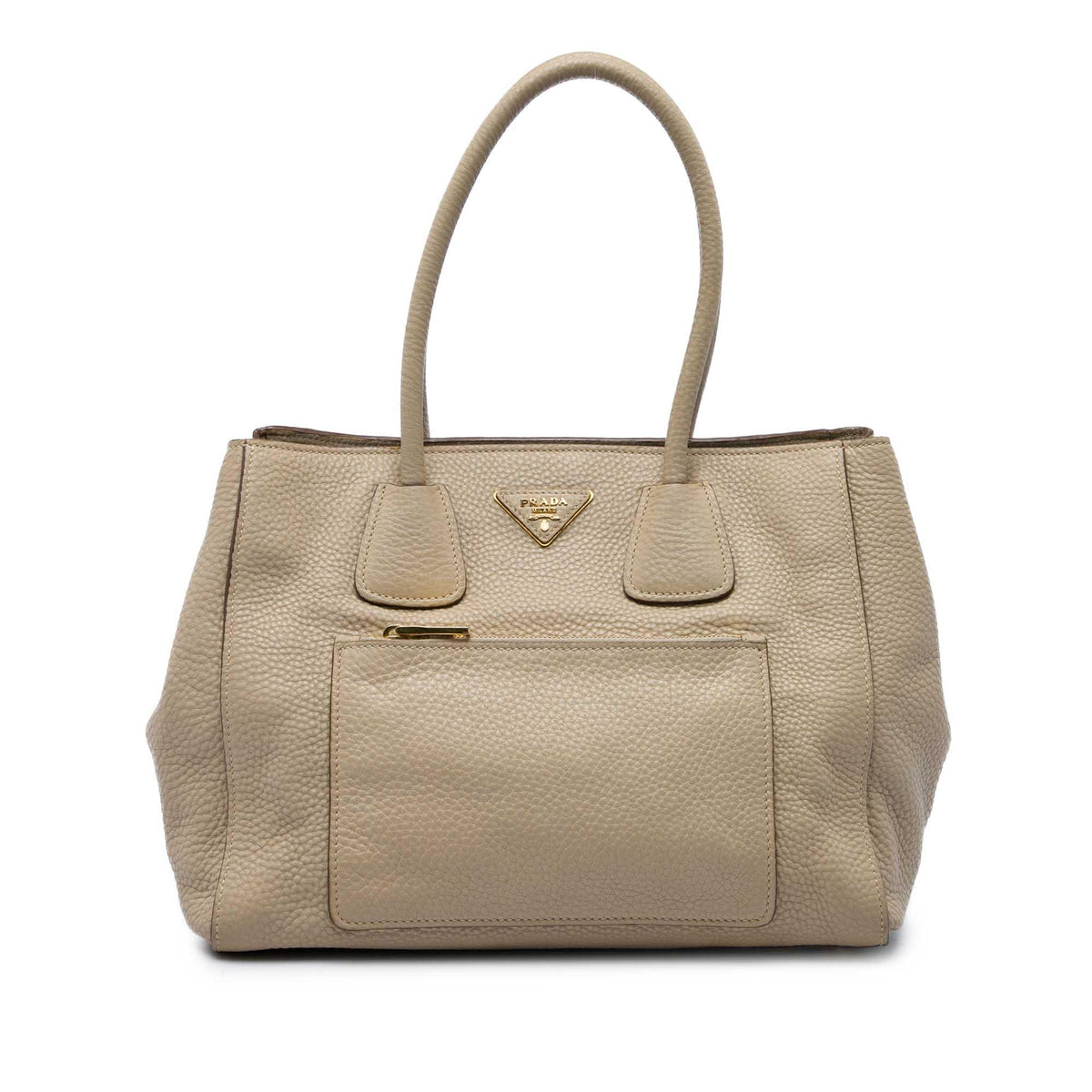Prada Vitello Daino Front Pocket Open Convertible Tote