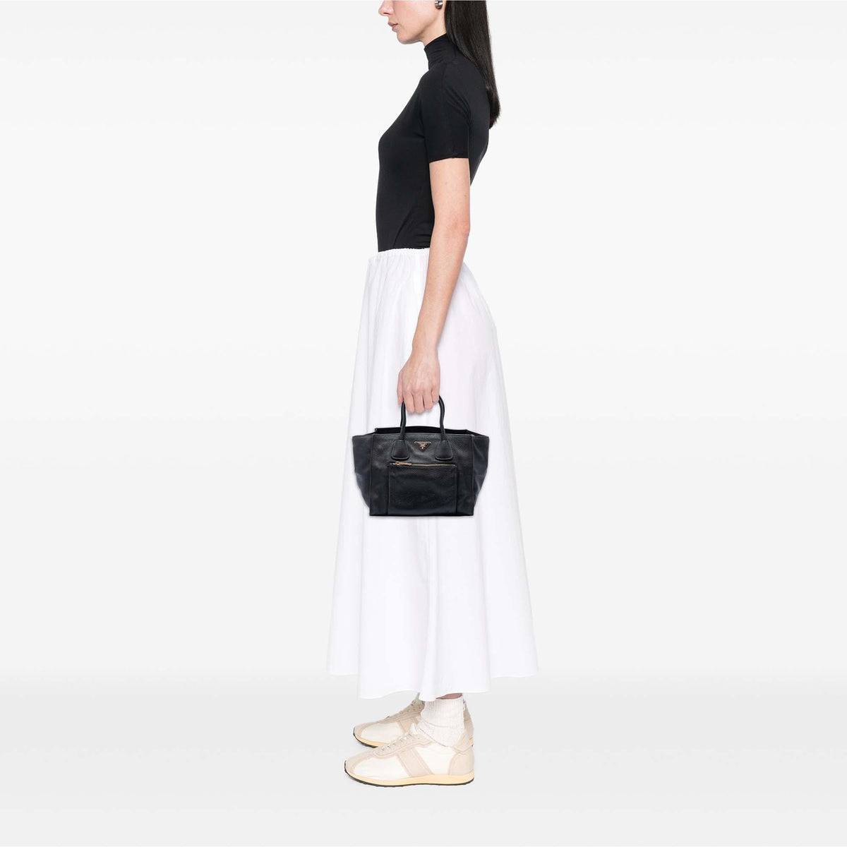 Prada Vitello Daino Front Pocket Open Convertible Tote