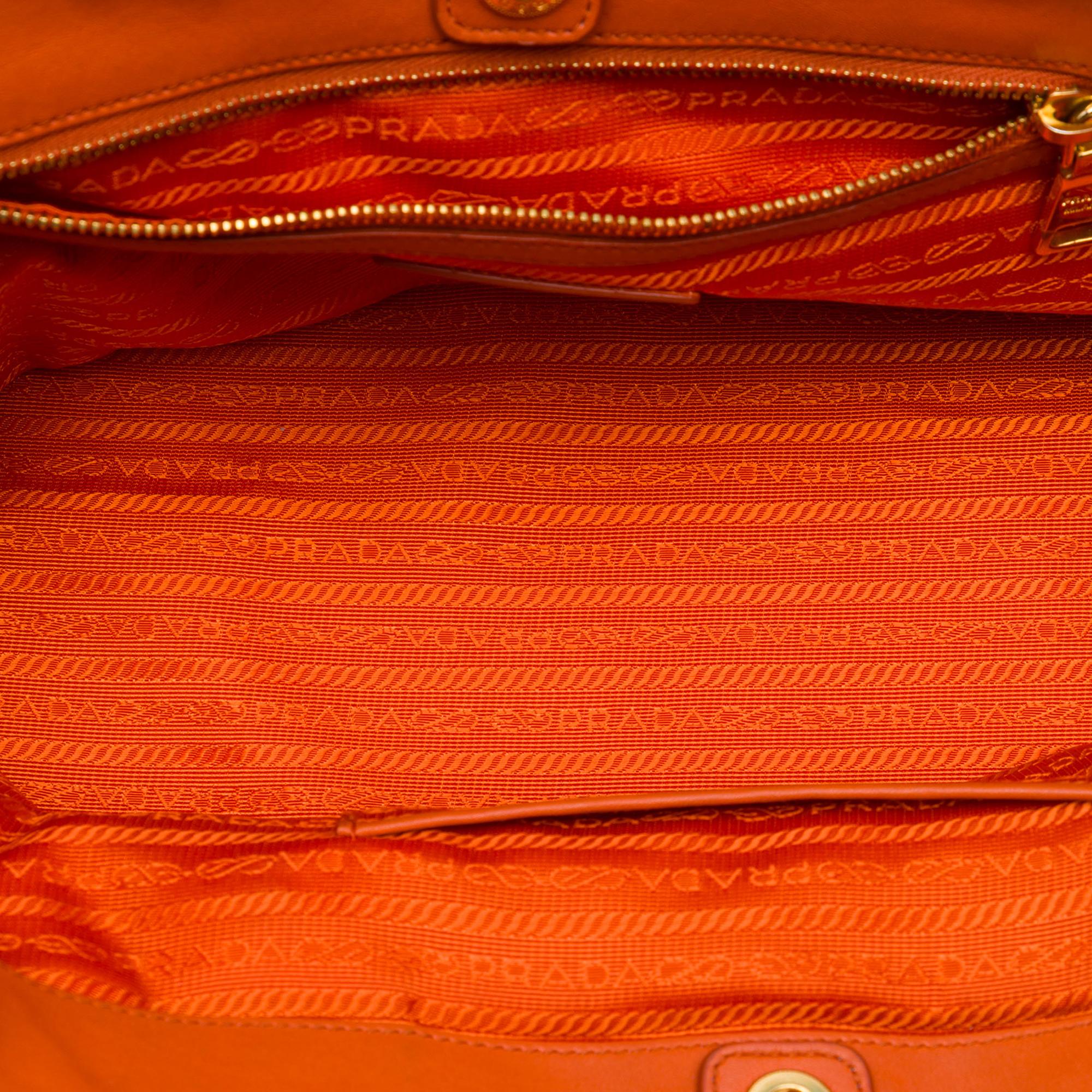 Prada Vitello Daino Front Zip Open Convertible Tote