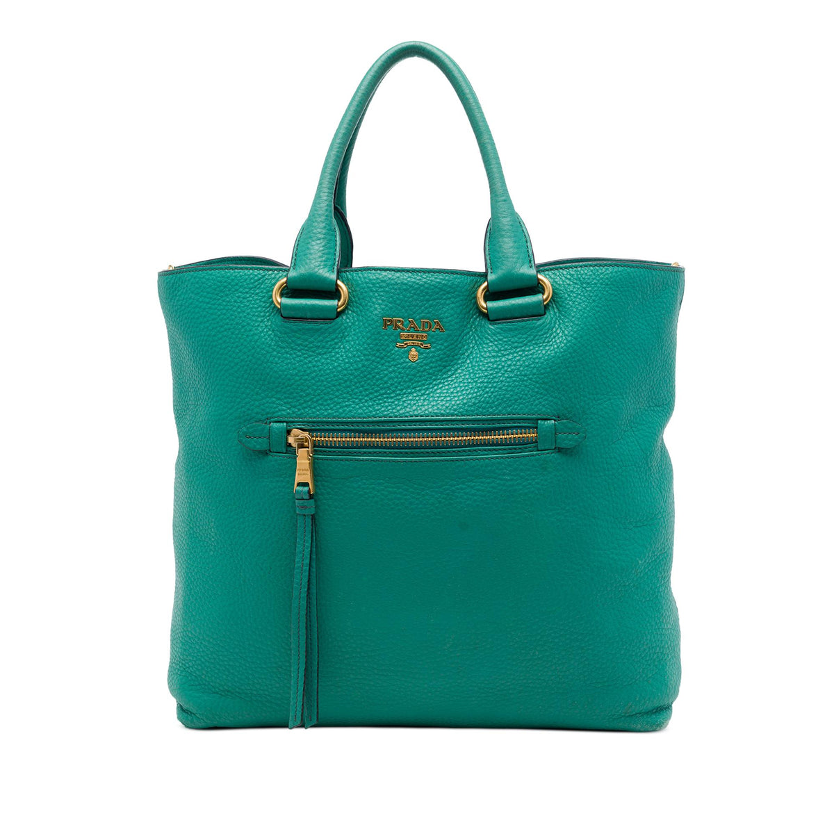 Prada Vitello Daino Front Zip Open Convertible Tote