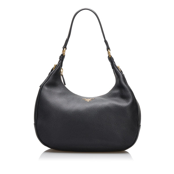 バッグ 00S PRADA VITELLO DAINO LEATHER HOBO BAG PRADA Vitello Daino Leather Hobo Bag Black-US