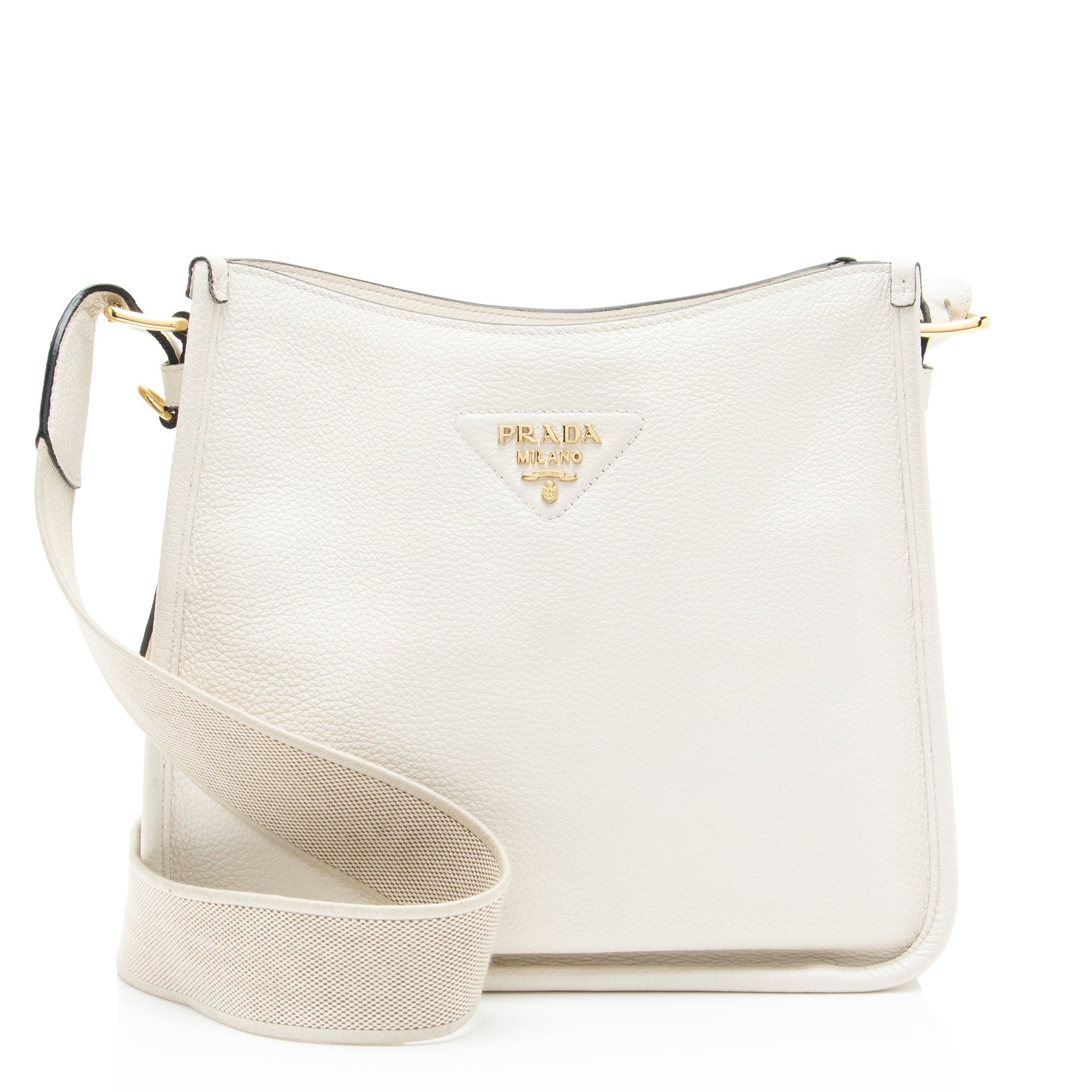 Prada Vitello Daino Logo Medium Soft Messenger
