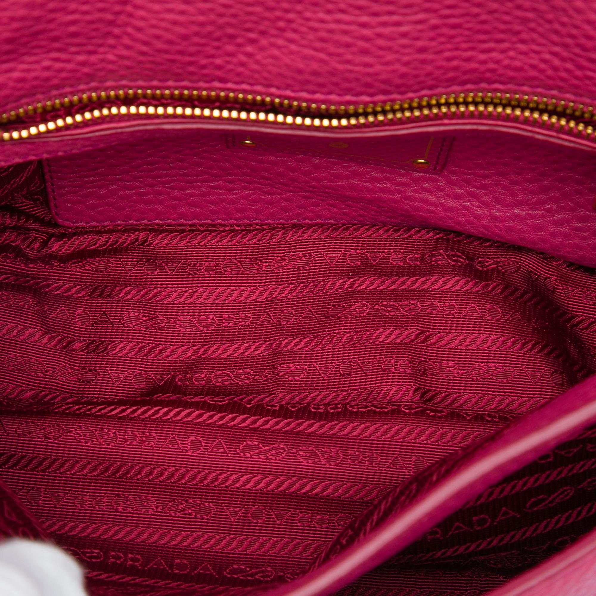 Prada Vitello Daino Push Lock Double Buckle Messenger Bag