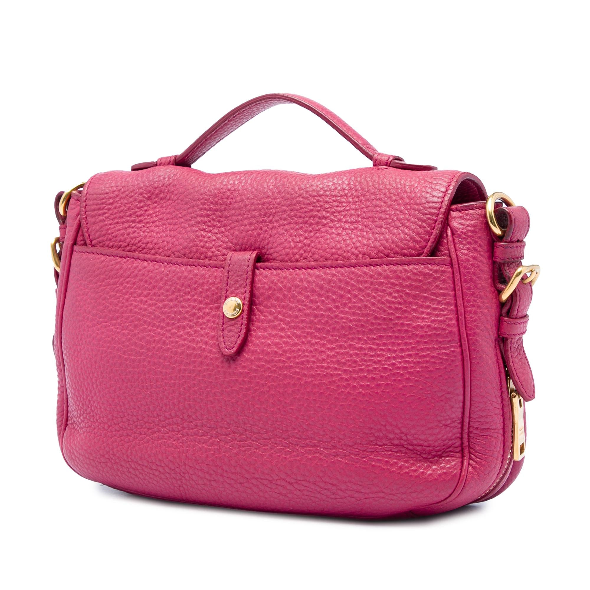 Prada Vitello Daino Push Lock Double Buckle Messenger Bag