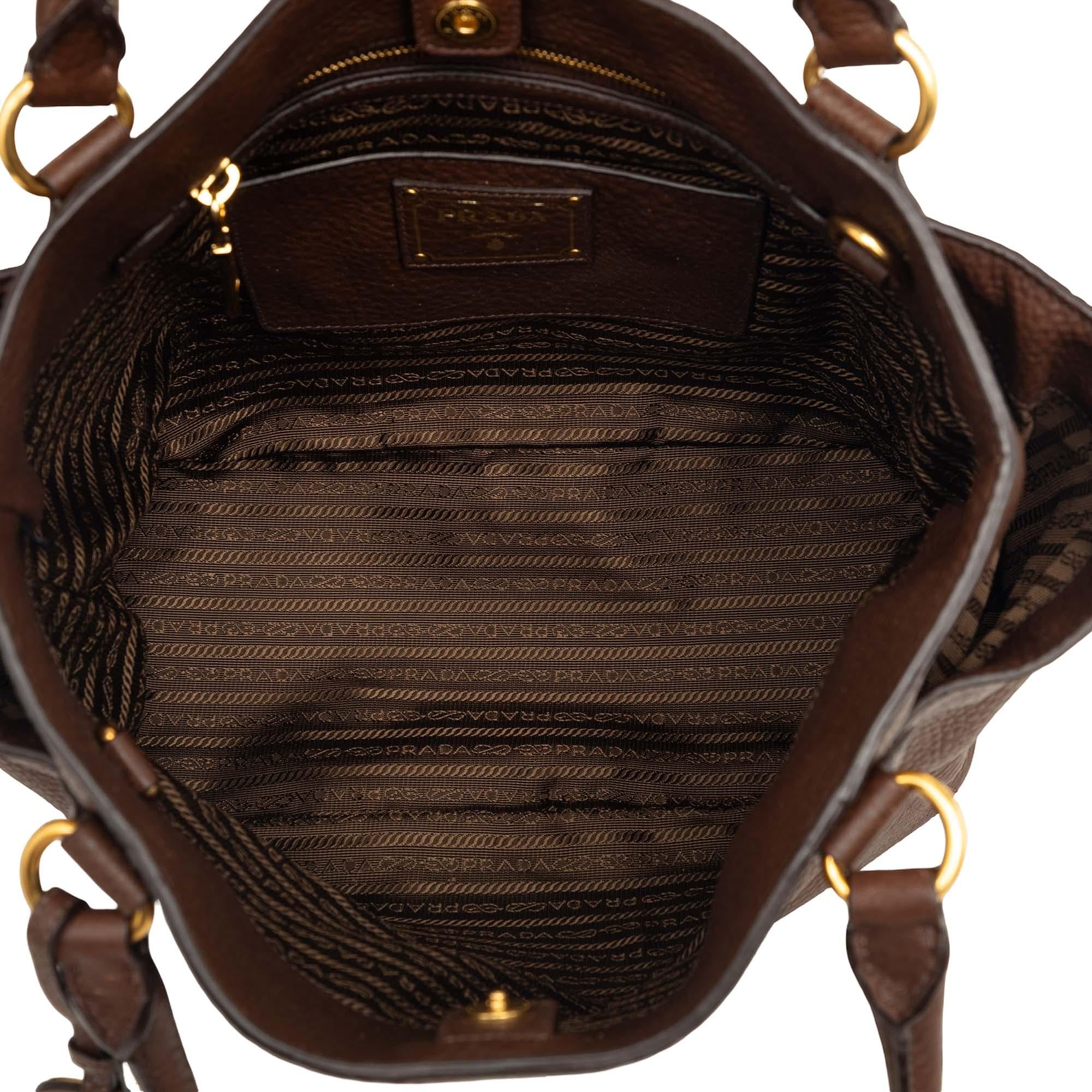 Prada Vitello Daino Side Pocket Convertible Tote