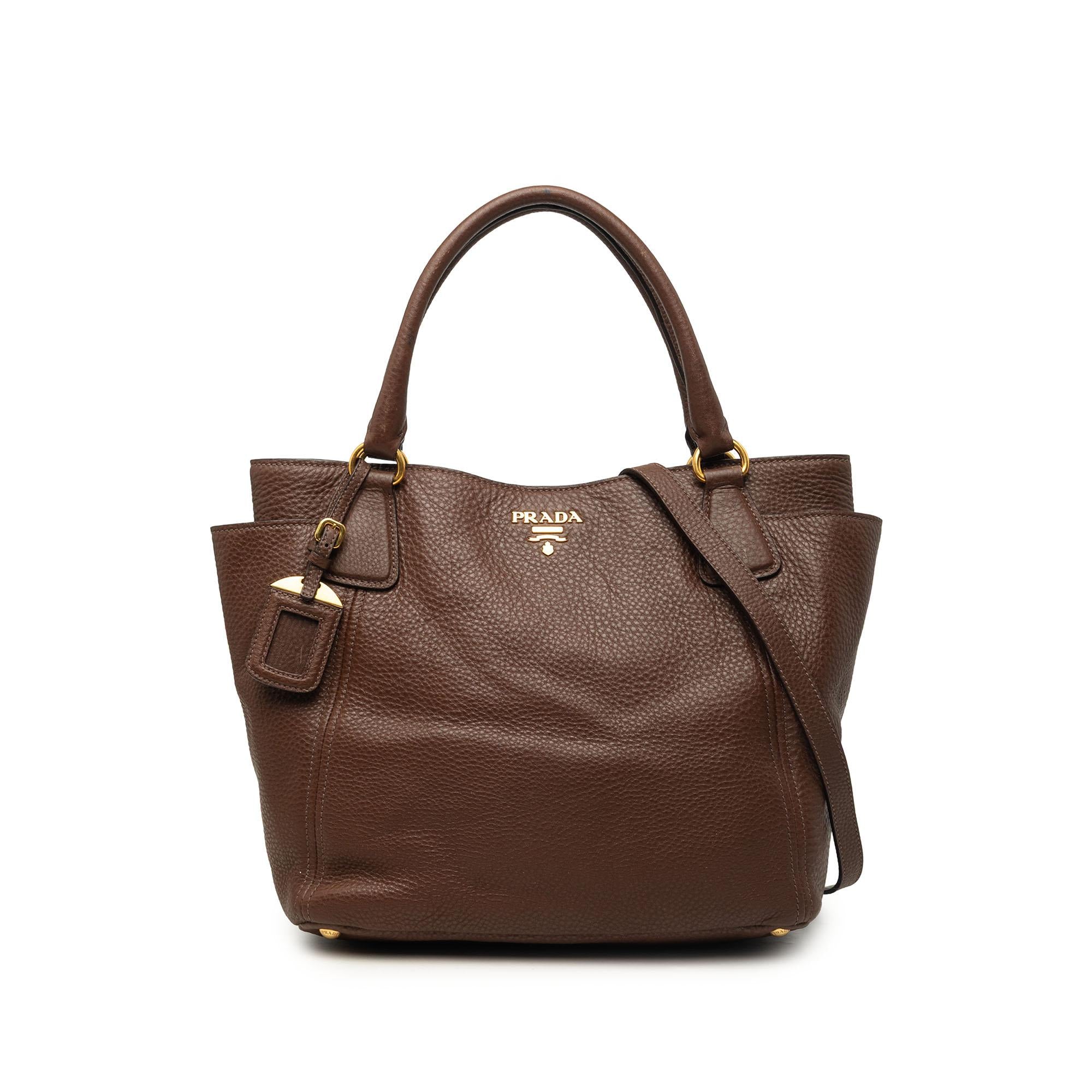 Prada Vitello Daino Side Pocket Convertible Tote