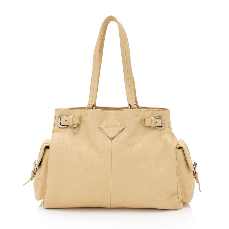 Prada Vitello Daino Side Pocket Tote (SHF-X1nyO5)