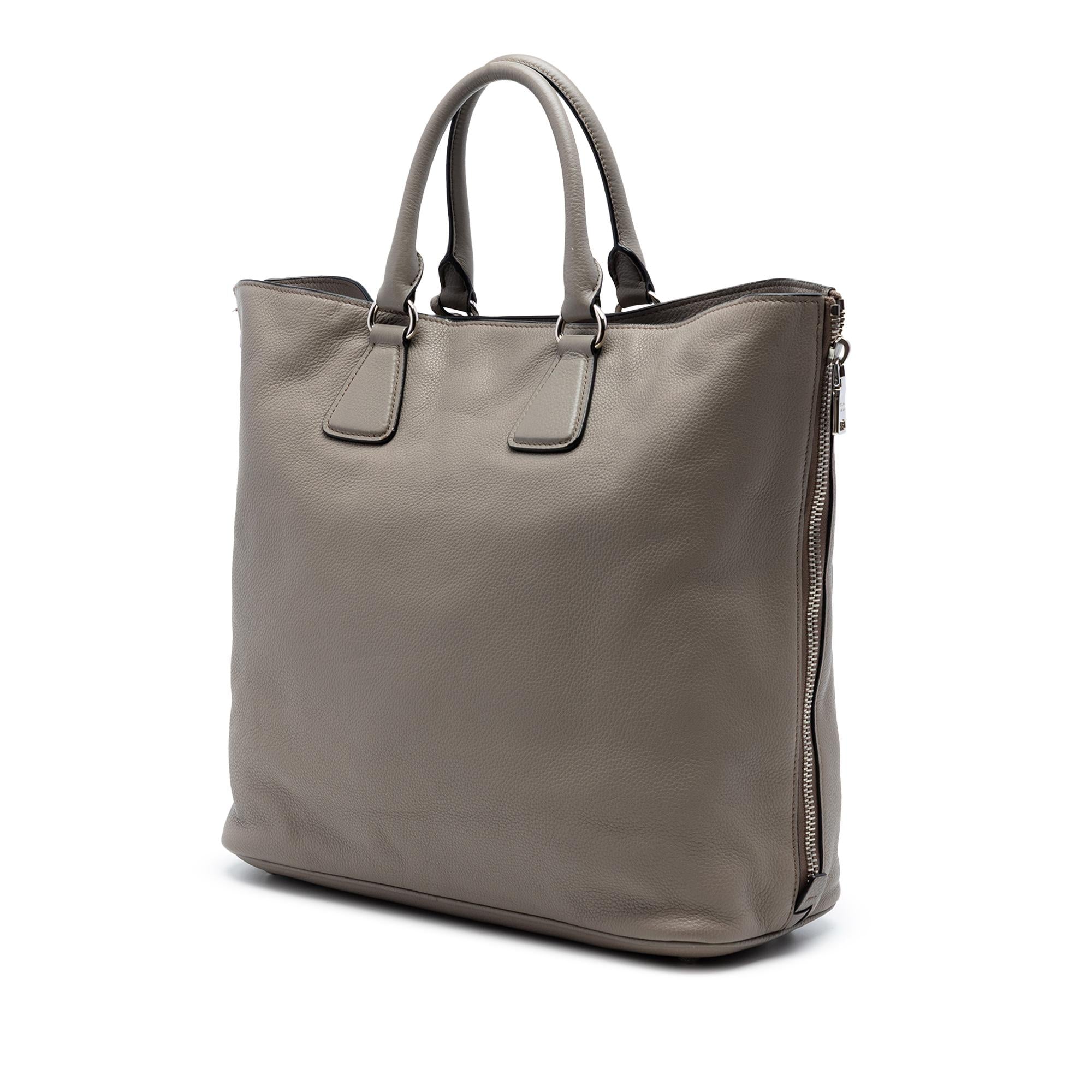 Prada Vitello Daino Side Zip Convertible Tote