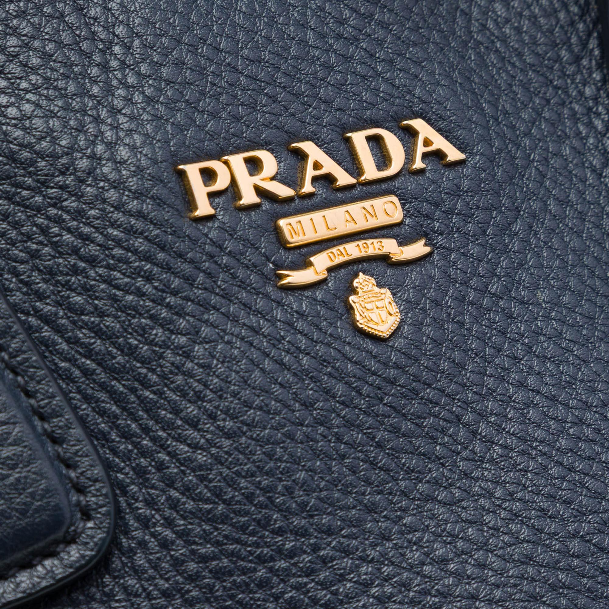 Prada Vitello Daino Side Zip Open Convertible Tote