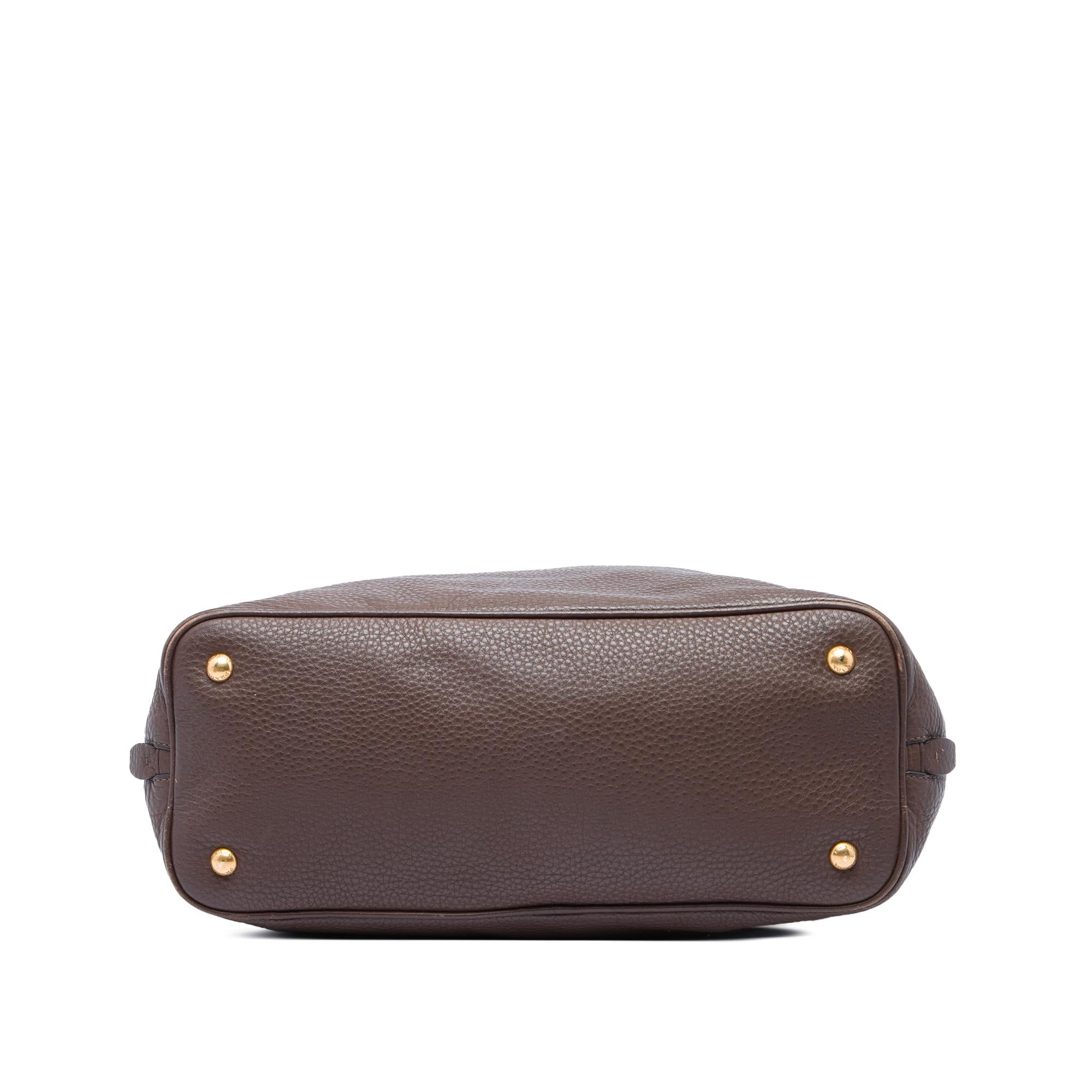 Prada Vitello Daino Side Zip Open Convertible Tote