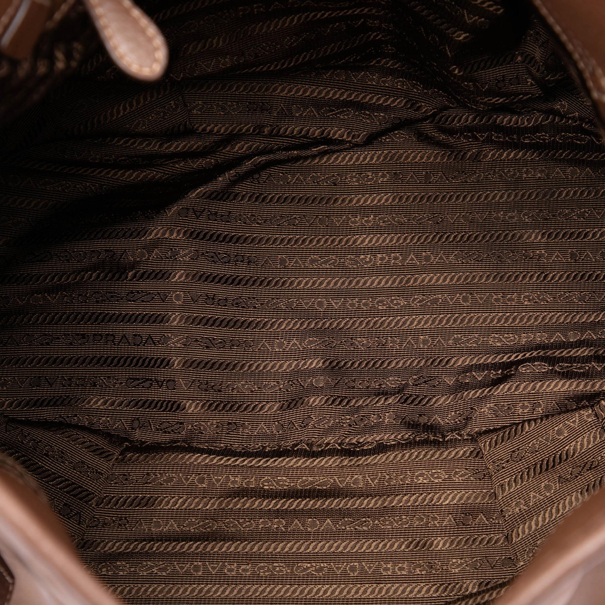 Prada Vitello Daino Trimmed Tessuto Satchel