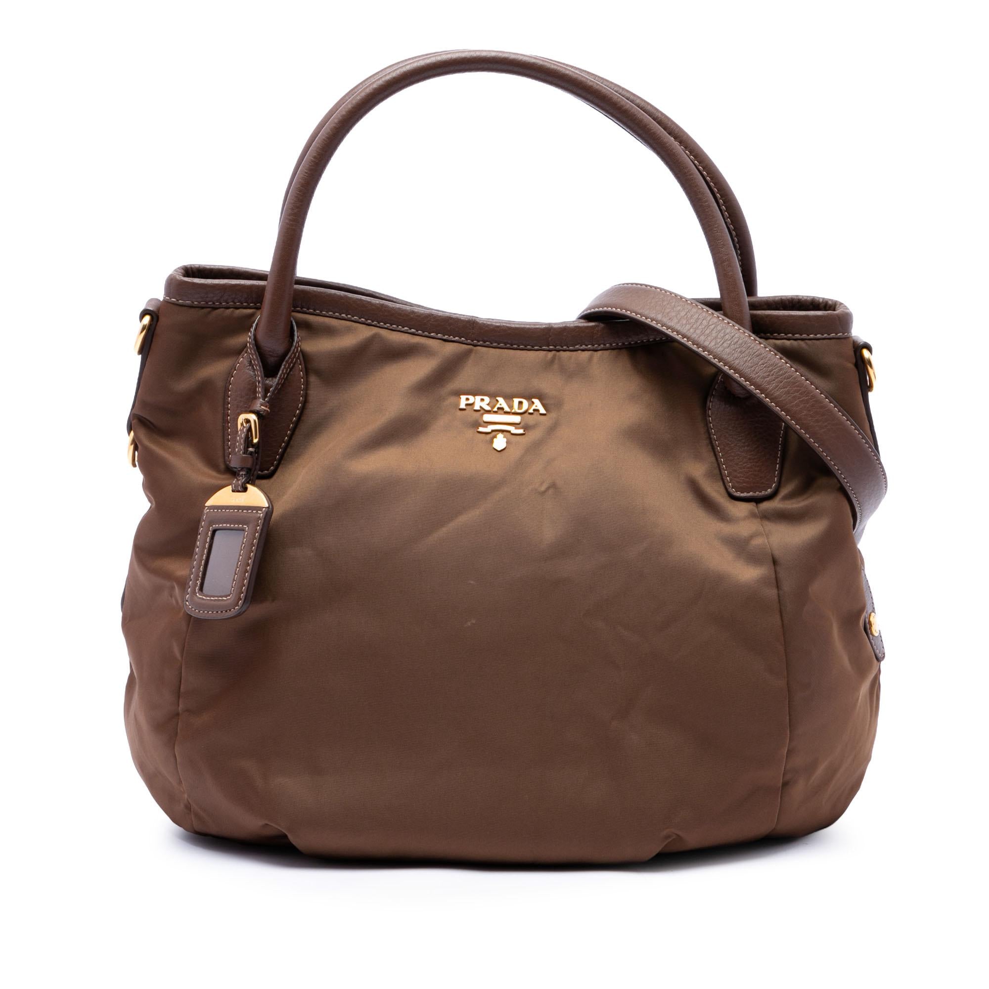 Prada Vitello Daino Trimmed Tessuto Satchel