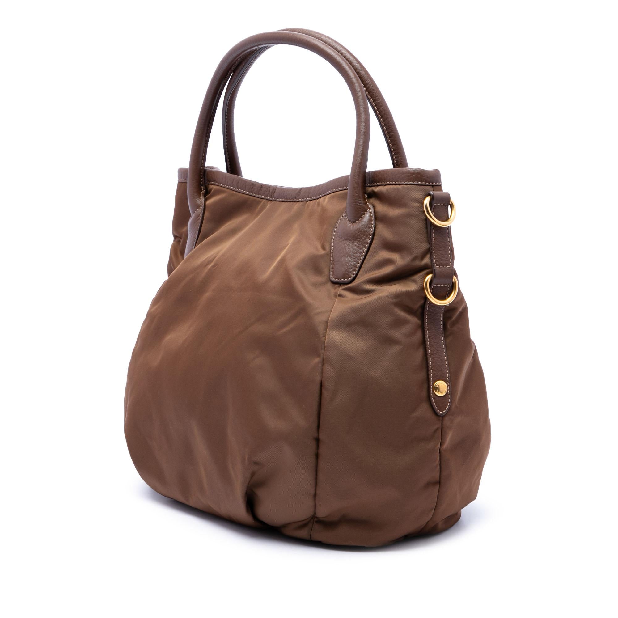 Prada Vitello Daino Trimmed Tessuto Satchel