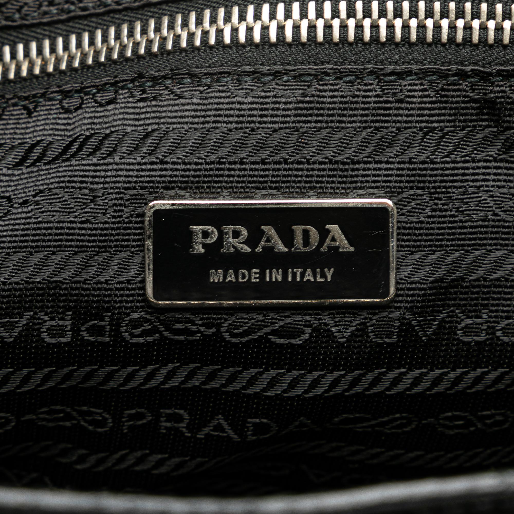 Prada Vitello Daino Trimmed Tessuto Zip Top Crossbody