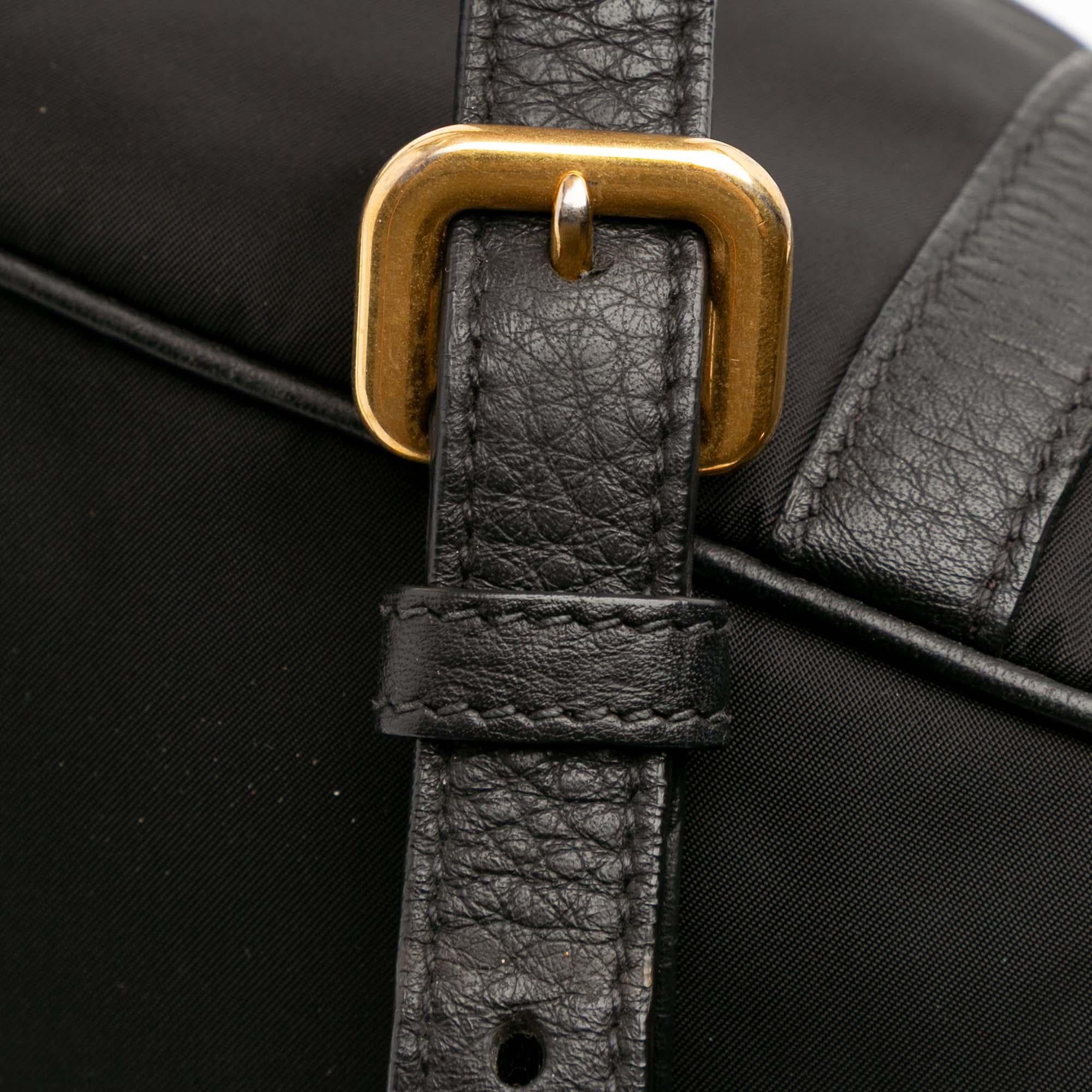 Prada Vitello Daino Trimmed Tessuto Zip Top Satchel